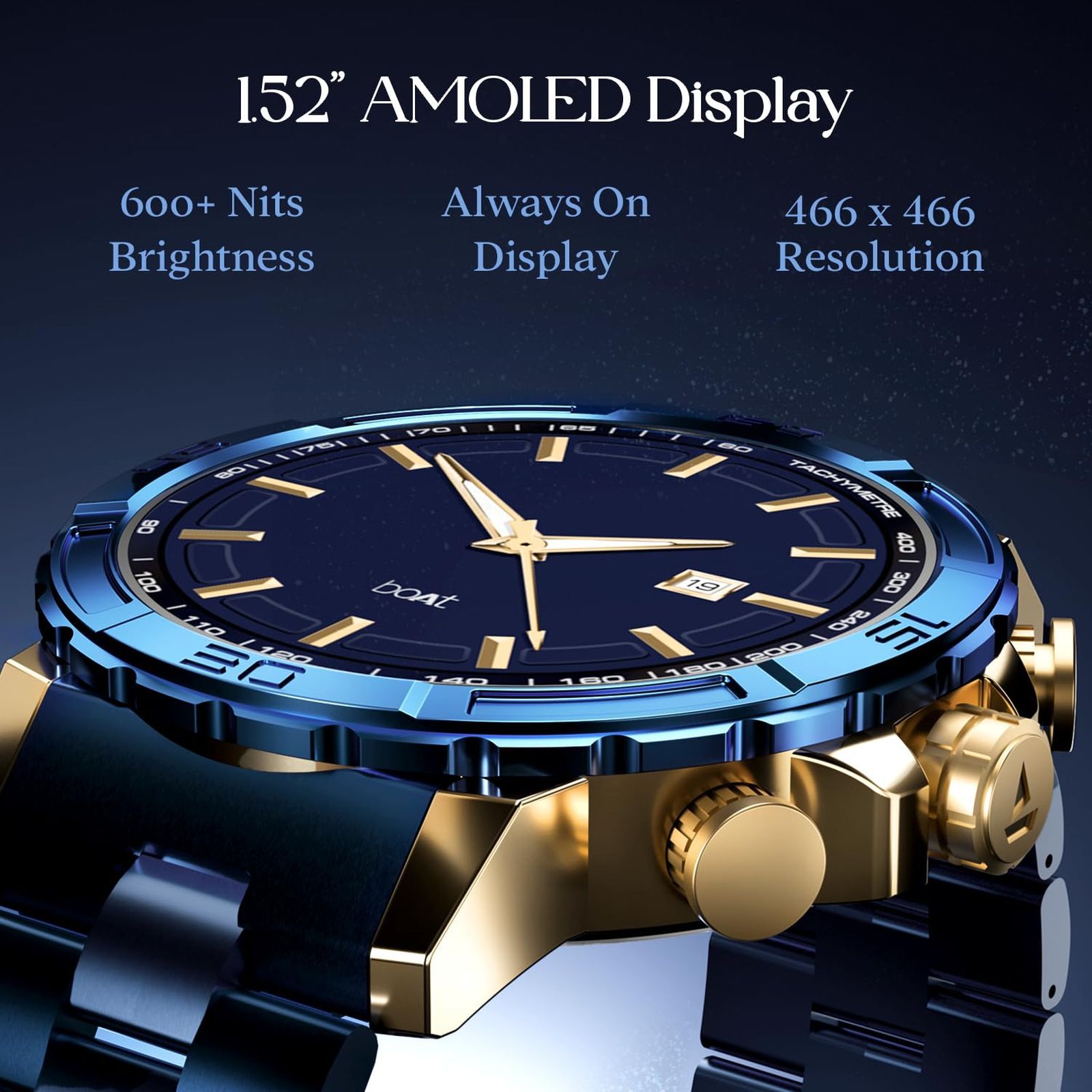 boAt Enigma X700 Smartwatch with Bluetooth Calling (38mm AMOLED Display, IP67 Sweat Resistant, Copper Blue Strap) boAt Enigma X700 Smartwatch with Bluetooth Calling (38mm AMOLED Display, IP67 Sweat Resistant, Copper Blue Strap)_5