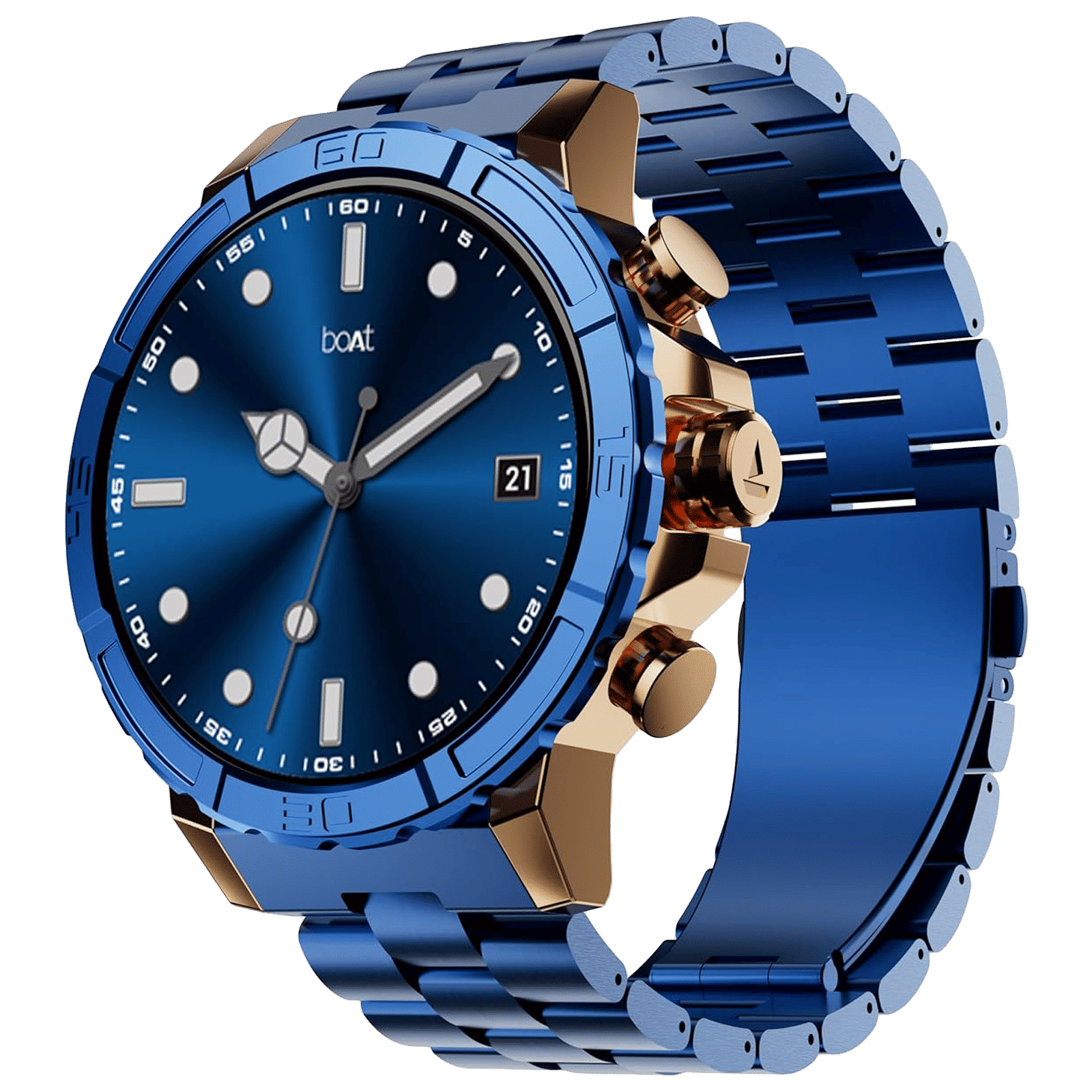 boAt Enigma X700 Smartwatch with Bluetooth Calling (38mm AMOLED Display, IP67 Sweat Resistant, Copper Blue Strap) boAt Enigma X700 Smartwatch with Bluetooth Calling (38mm AMOLED Display, IP67 Sweat Resistant, Copper Blue Strap)_1