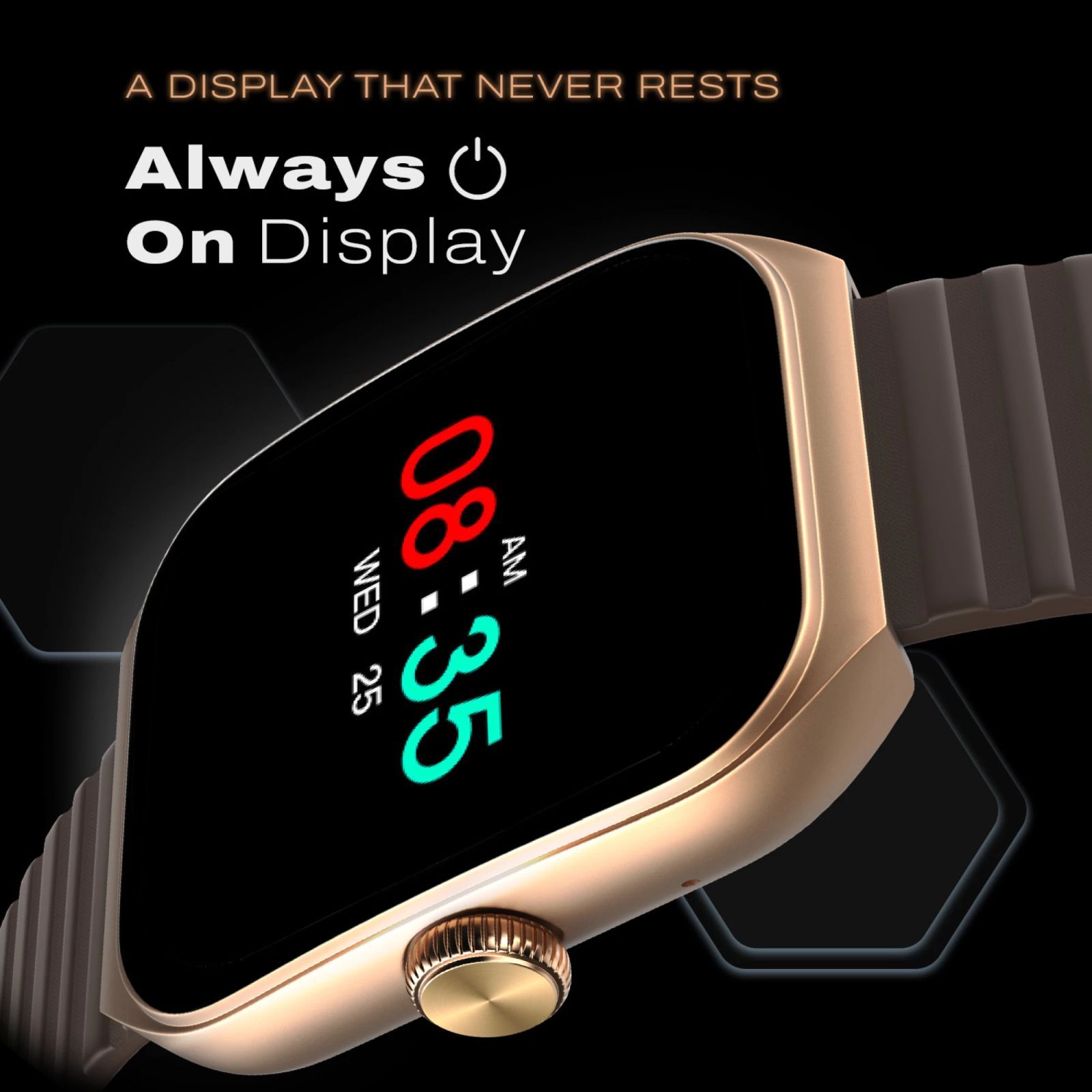 noise ColorFit Hexa Smartwatch with Bluetooth Calling (49.7mm AMOLED Display, IP67 Water Resistant, Vintage Brown Strap)_4