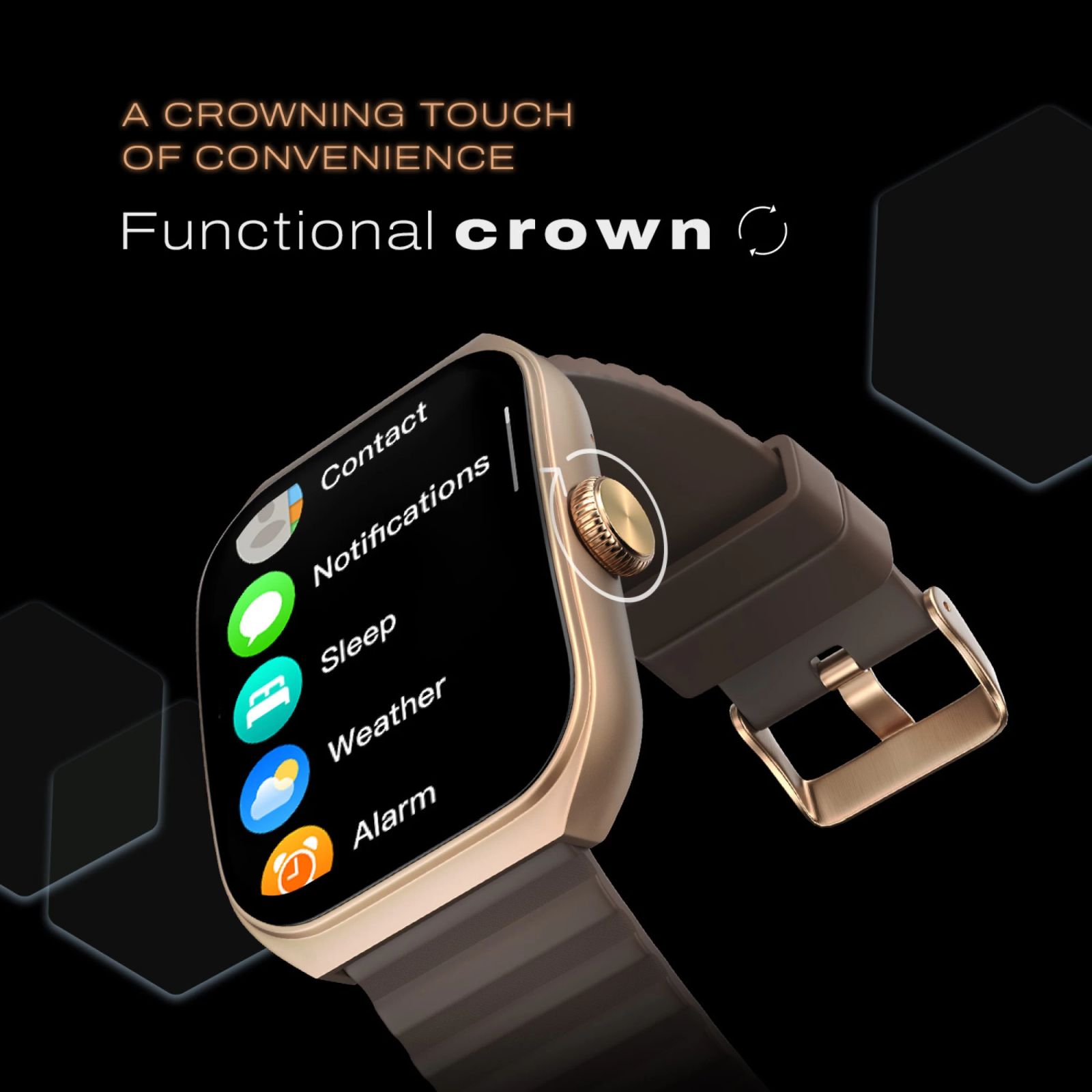 noise ColorFit Hexa Smartwatch with Bluetooth Calling (49.7mm AMOLED Display, IP67 Water Resistant, Vintage Brown Strap)_3