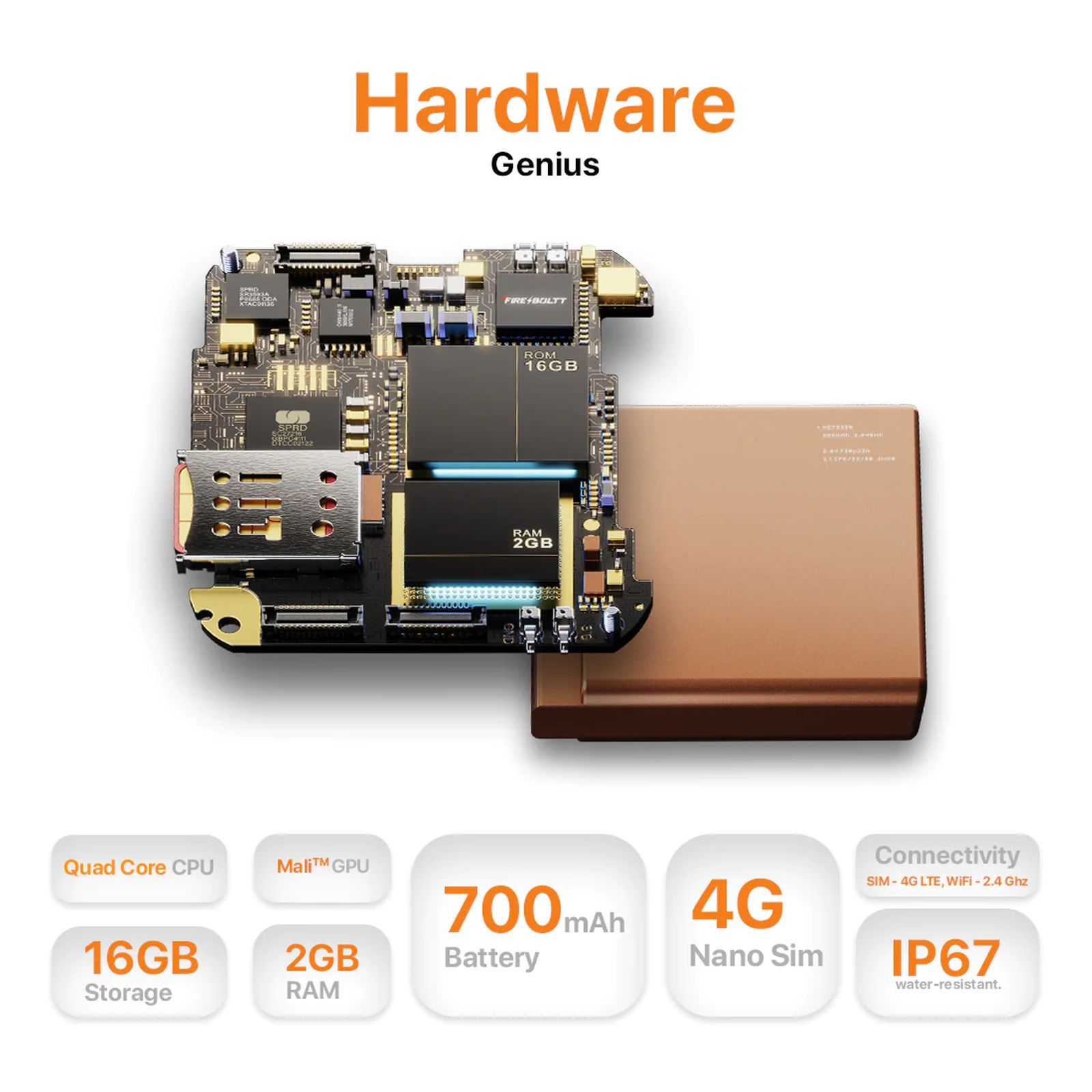 FIRE-BOLTT Oracle GPS+Wi-Fi+4G SIM+Bluetooth Android OS Wristphone (50mm Display, ARM CortexTM A53 MP, Play Store Unlimited Apps, Orange Horizon Strap)_9