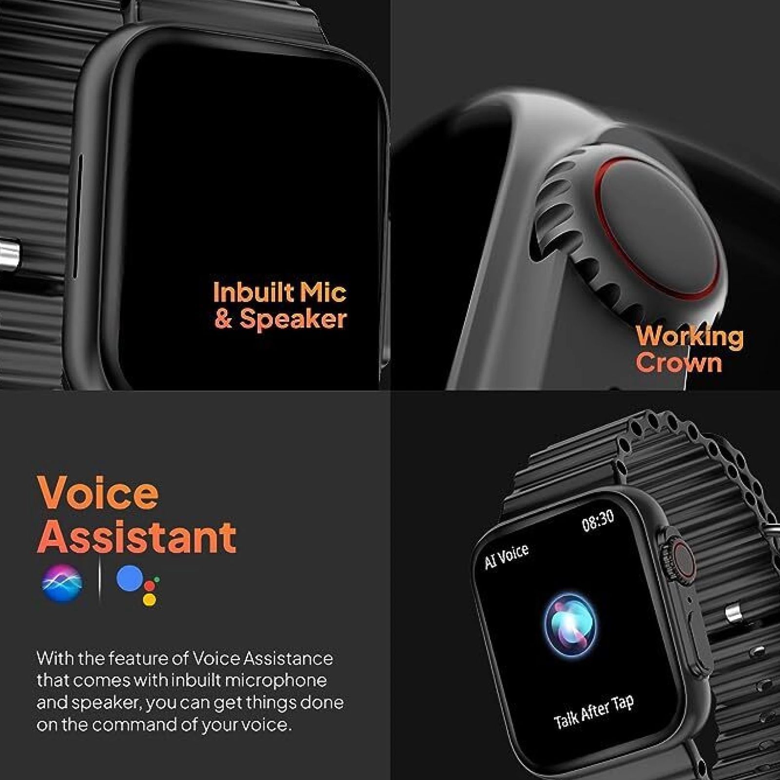 FIRE-BOLTT Gladiator Ocean Smartwatch with Bluetooth Calling (49.7mm HD Display, IP67 Water Resistant, Black Strap)_4