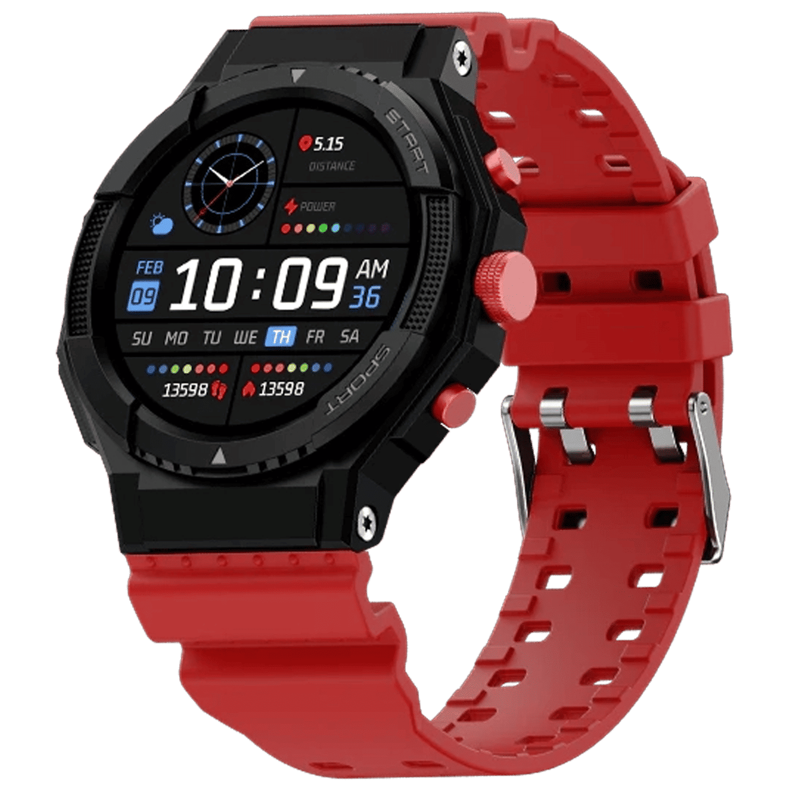 FIRE-BOLTT Quest Smartwatch with Bluetooth Calling (35.3mm HD Display, IP67 Water Resistant, Urban Red Strap)_1