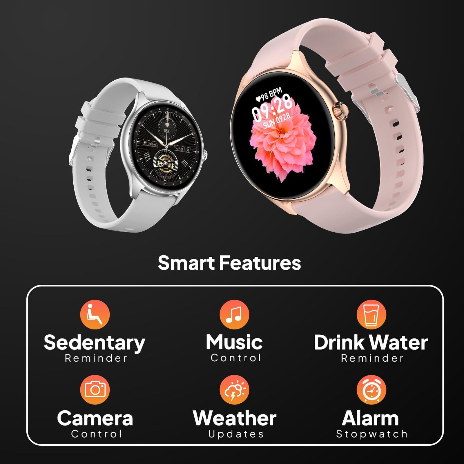 FIRE-BOLTT Phoenix Smartwatch with Bluetooth Calling (36.3mm AMOLED Display, IP67 Water Resistant, Pink Strap)_4
