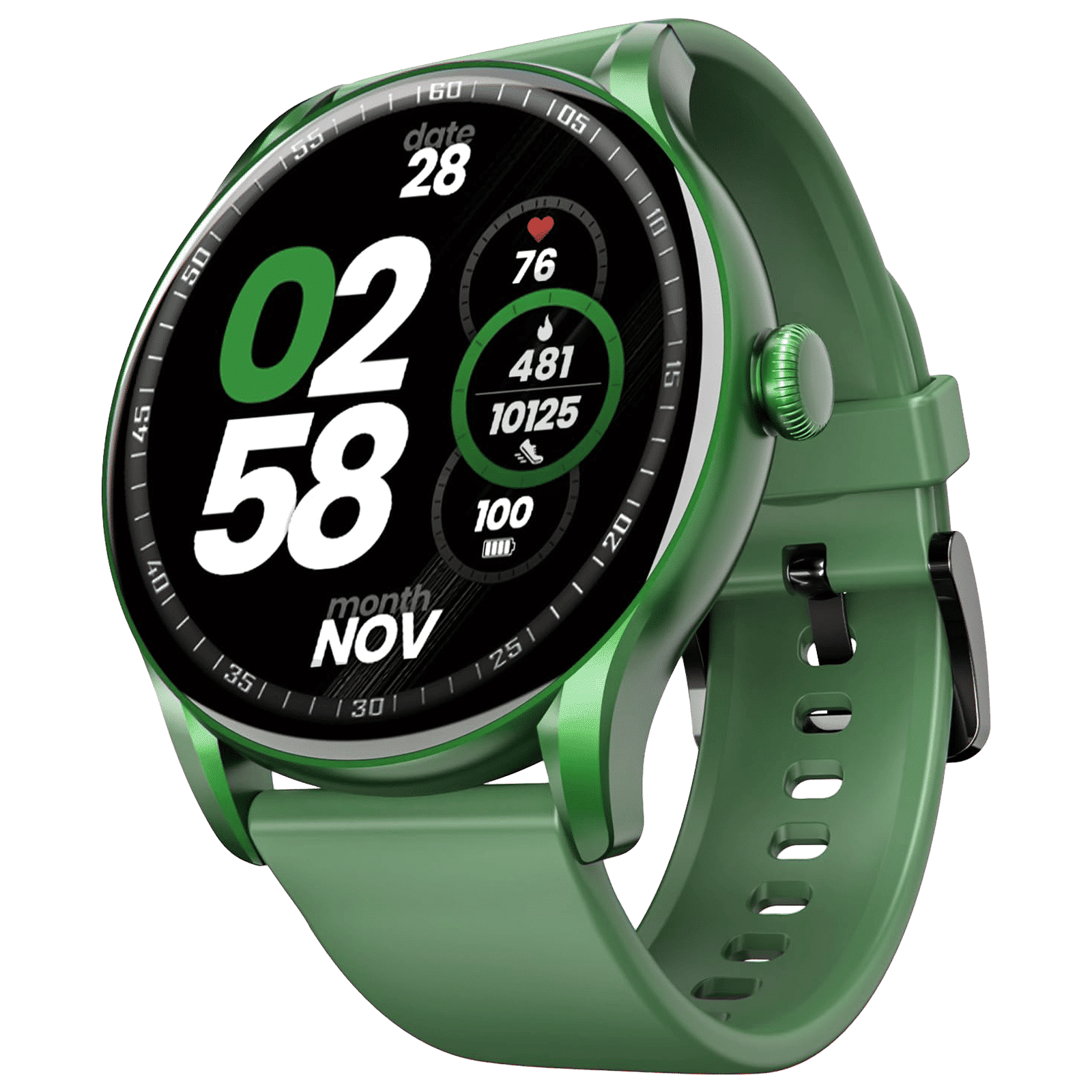 boAt Lunar Connect Ace Smartwatch with Bluetooth Calling (36.3mm AMOLED Display, IP68 Water Resistant, Pine Green Strap)_1