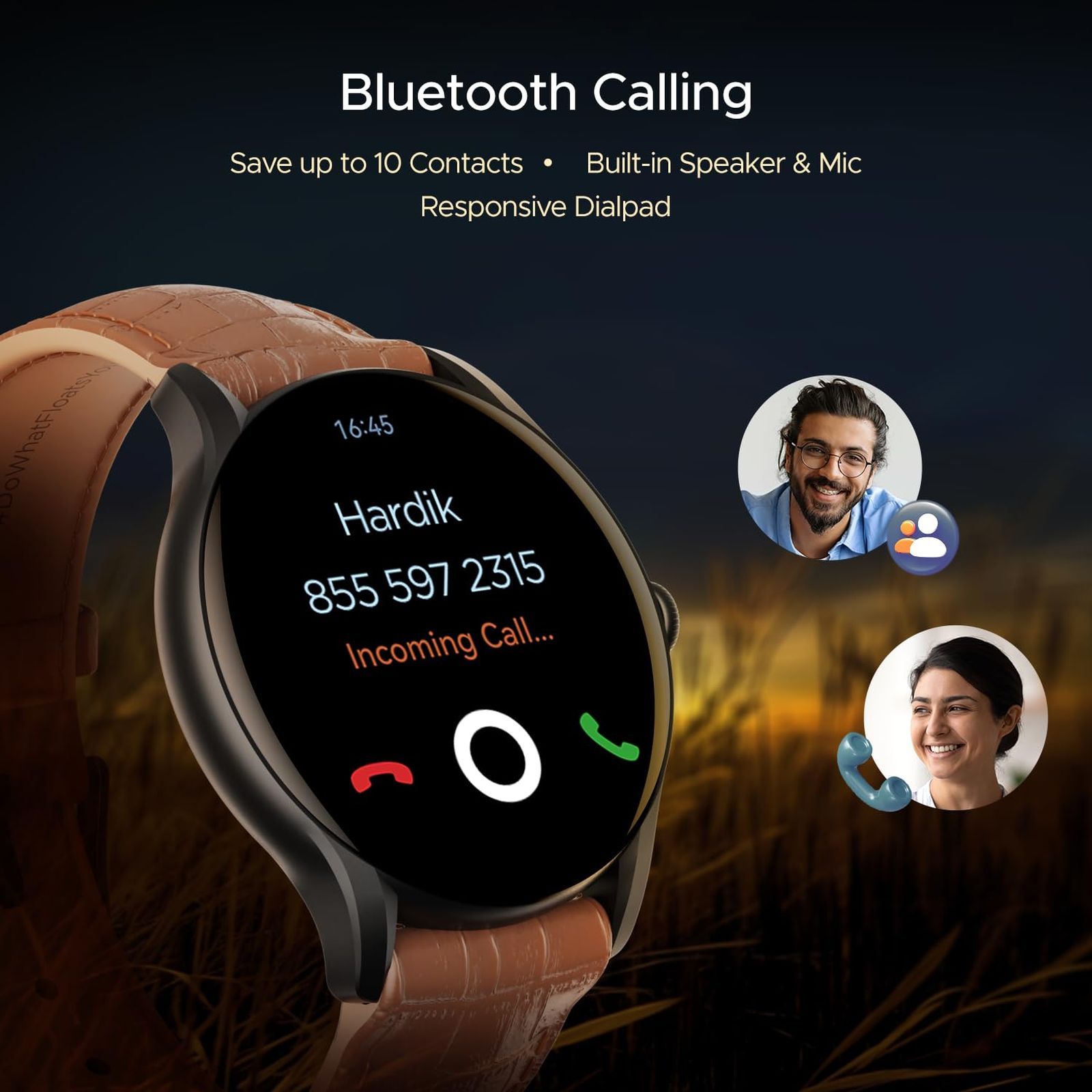 boAt Lunar Connect Ace Smartwatch with Bluetooth Calling (36.3mm AMOLED Display, IP68 Water Resistant, Brown Leather Strap)_3