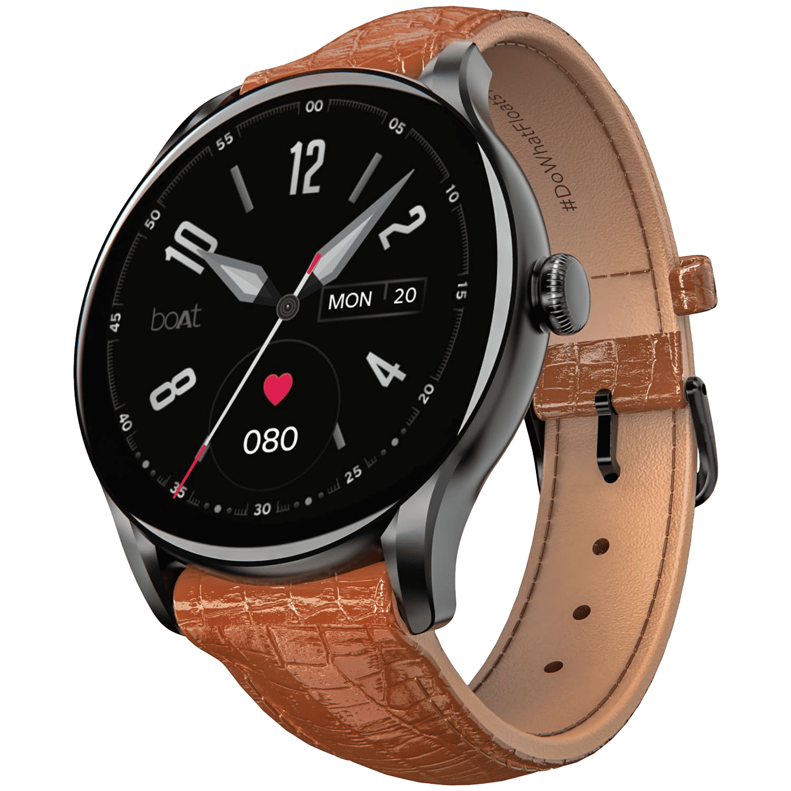 boAt Lunar Connect Ace Smartwatch with Bluetooth Calling (36.3mm AMOLED Display, IP68 Water Resistant, Brown Leather Strap)_1