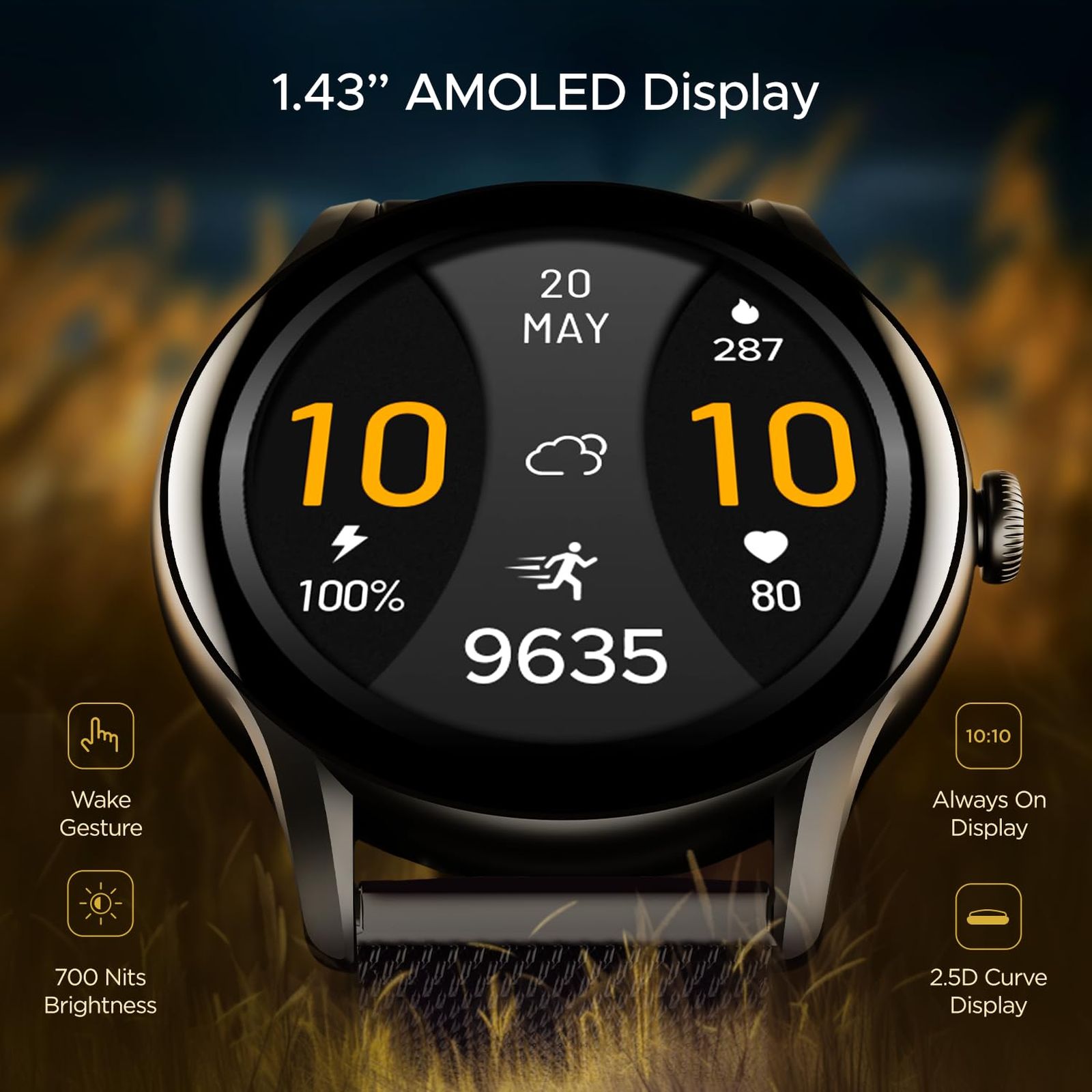 boAt Lunar Connect Ace Smartwatch with Bluetooth Calling (36.3mm AMOLED Display, IP68 Water Resistant, Black Metallic Strap)_3