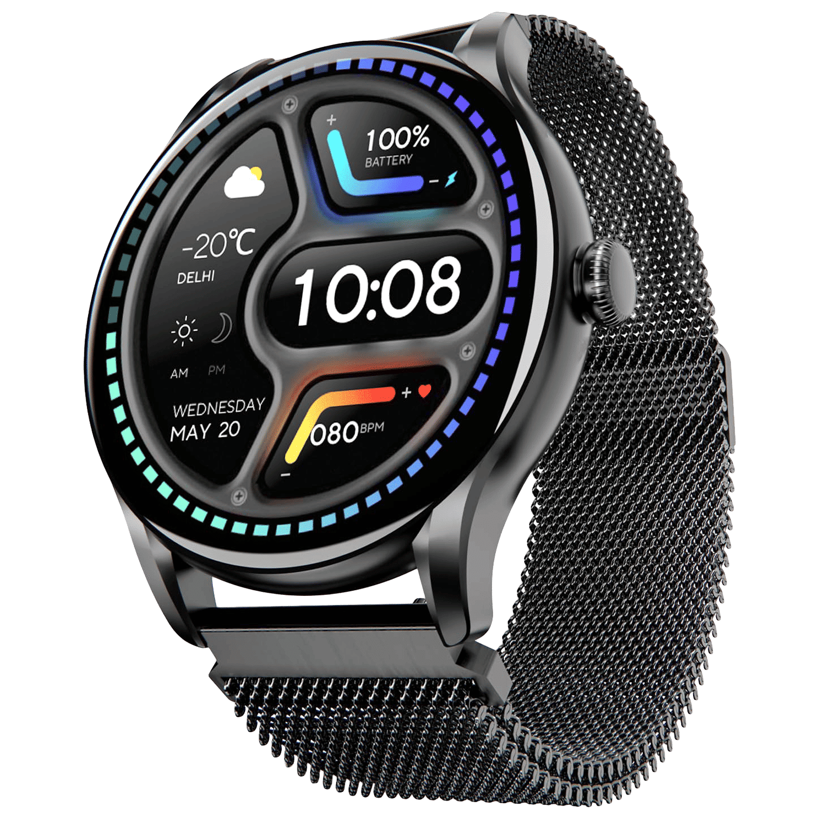 boAt Lunar Connect Ace Smartwatch with Bluetooth Calling (36.3mm AMOLED Display, IP68 Water Resistant, Black Metallic Strap)_1