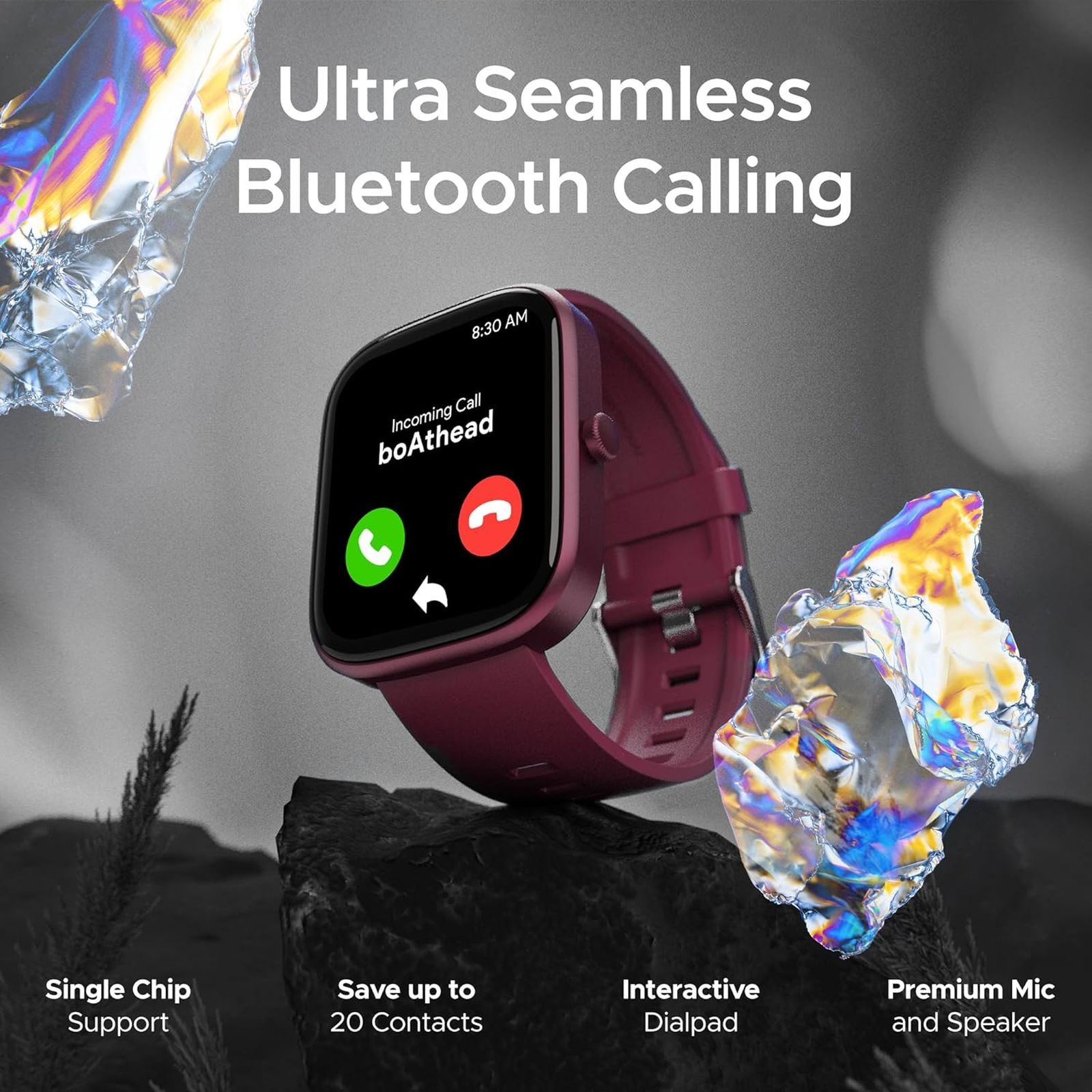 boAt Ultima Prism Smartwatch with Bluetooth Calling (49.7mm AMOLED Display, IP67 Sweat Resistant, Burgundy Strap)_4