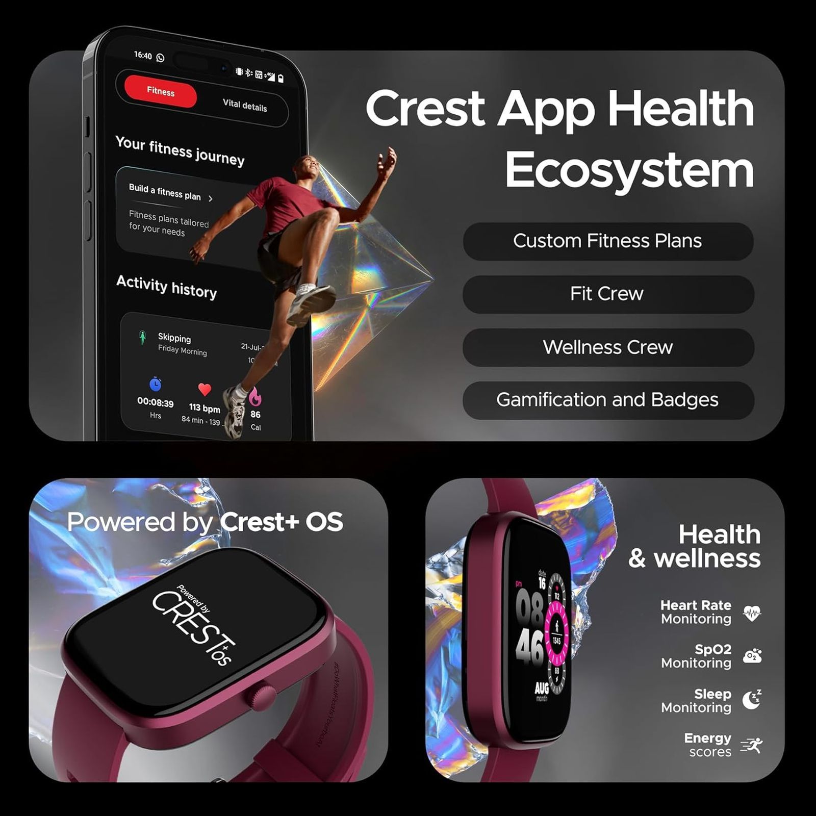 boAt Ultima Prism Smartwatch with Bluetooth Calling (49.7mm AMOLED Display, IP67 Sweat Resistant, Burgundy Strap)_7