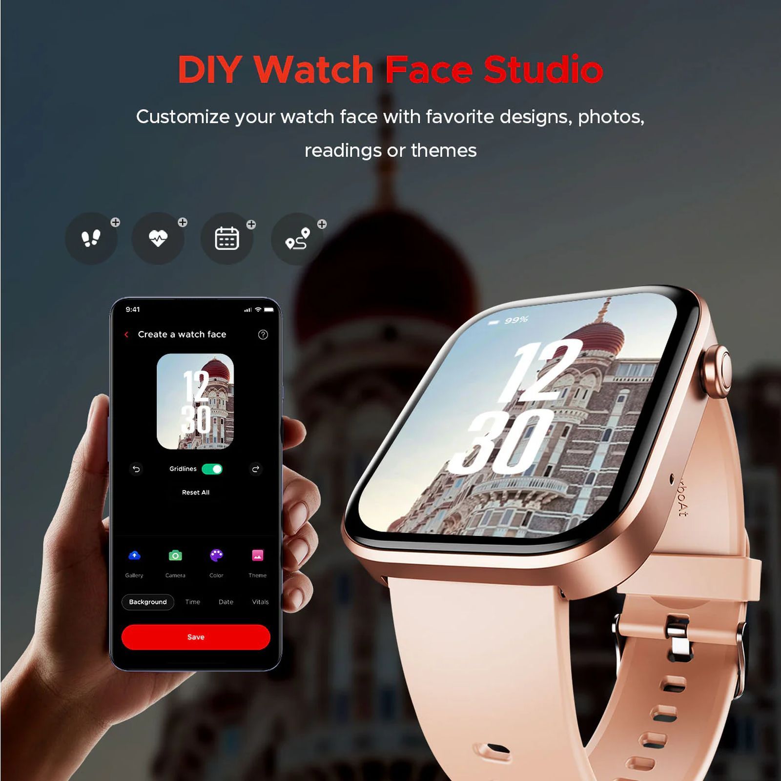 boAt Storm Call 3 Smartwatch with Bluetooth Calling (46.48mm HD Display, IP67 Water Resistant, Cherry Blossom Strap)_4