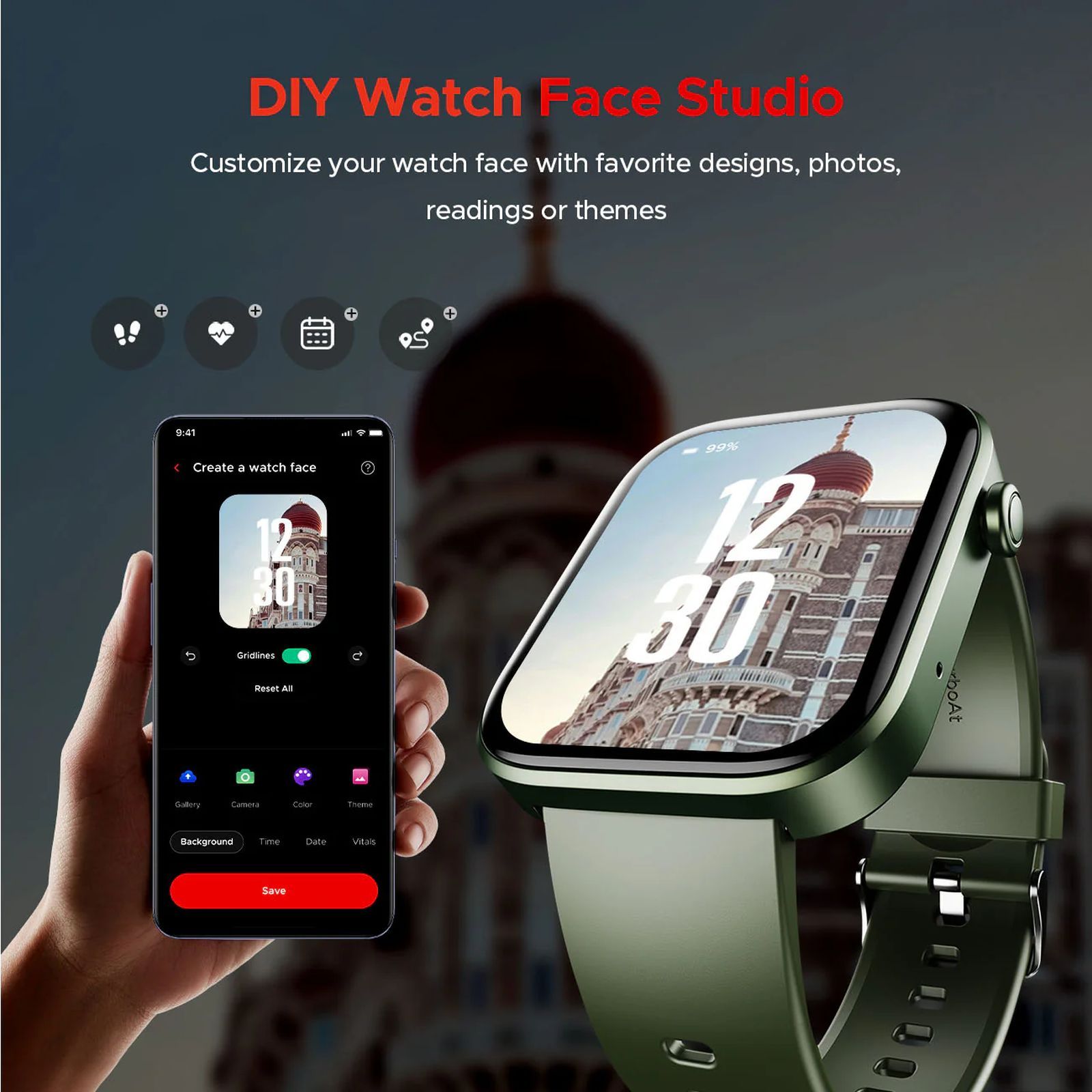 boAt Storm Call 3 Smartwatch with Bluetooth Calling (46.48mm HD Display, IP67 Water Resistant, Olive Green Strap)_4