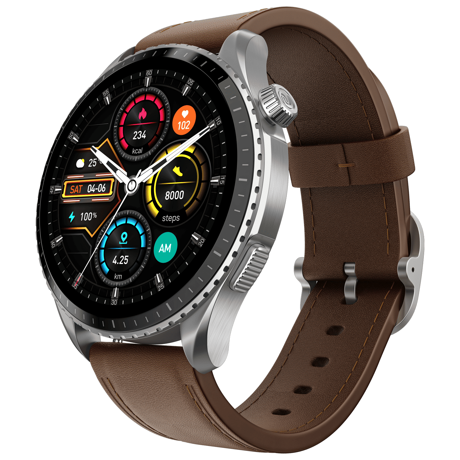noise Origin Smartwatch with Activity Tracker (37.08mm AMOLED Display, 3ATM Water Resistant, Classic Brown Strap)_3