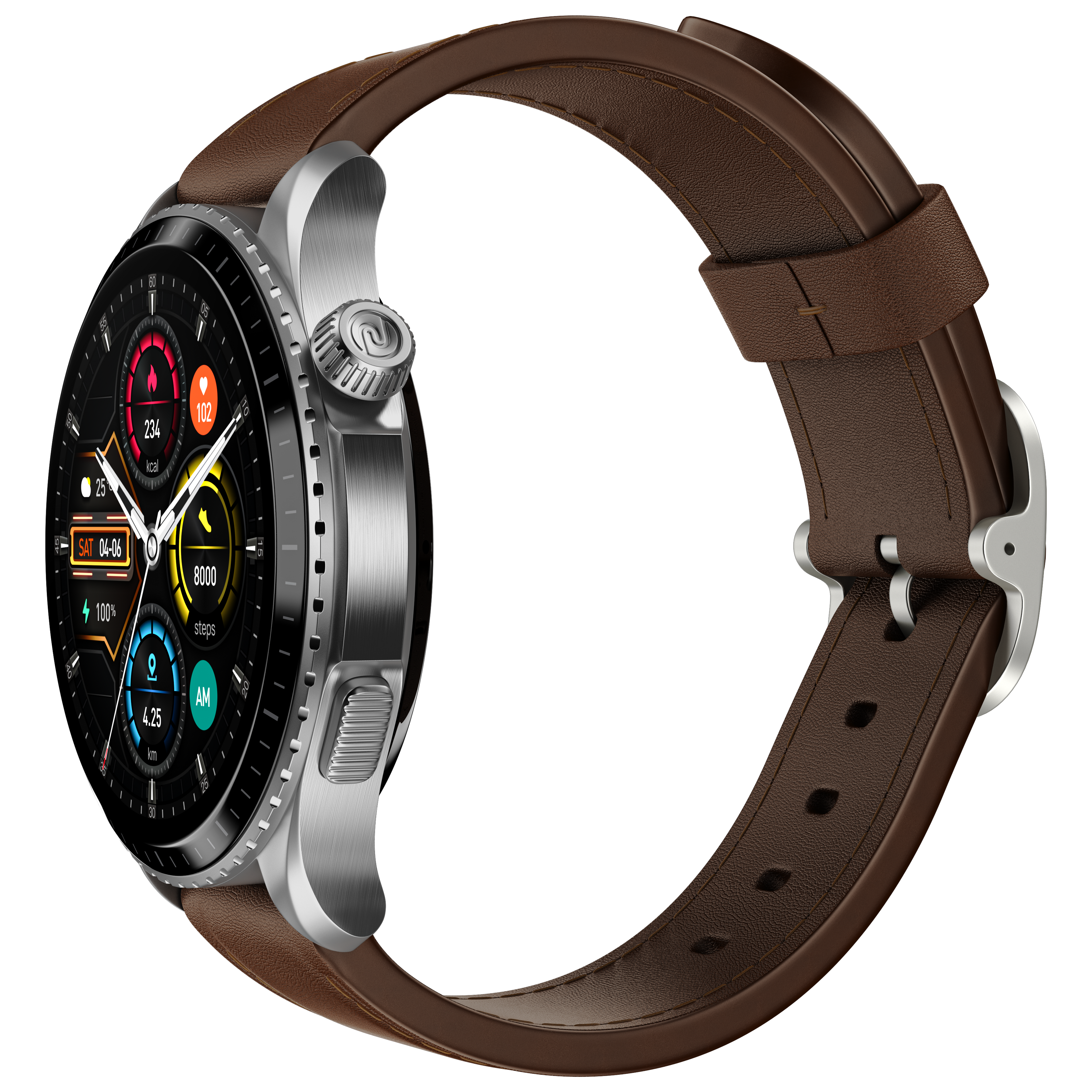 noise Origin Smartwatch with Activity Tracker (37.08mm AMOLED Display, 3ATM Water Resistant, Classic Brown Strap)_4