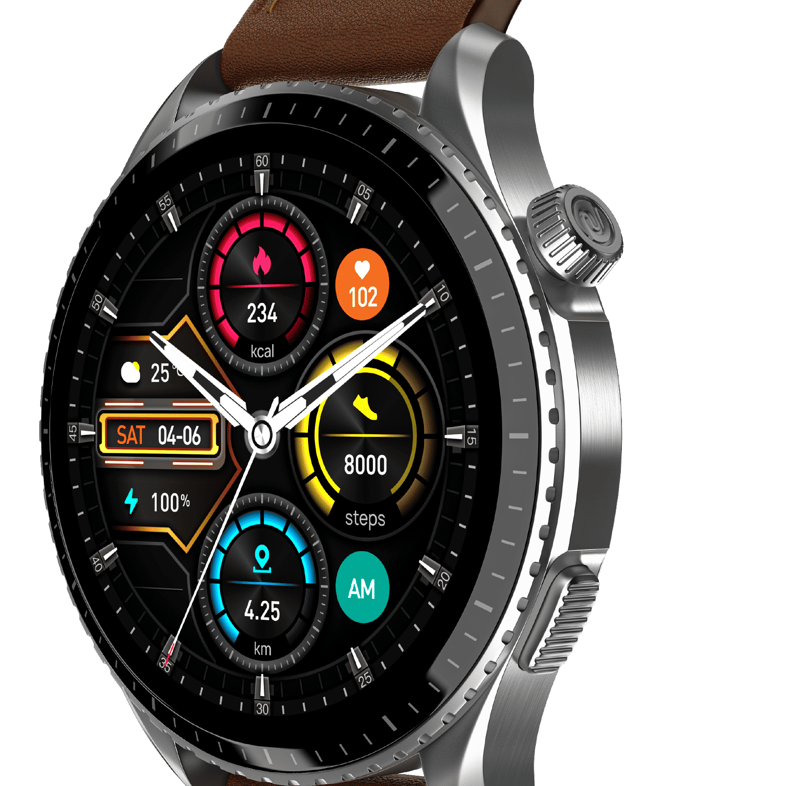 noise Origin Smartwatch with Activity Tracker (37.08mm AMOLED Display, 3ATM Water Resistant, Classic Brown Strap)_5