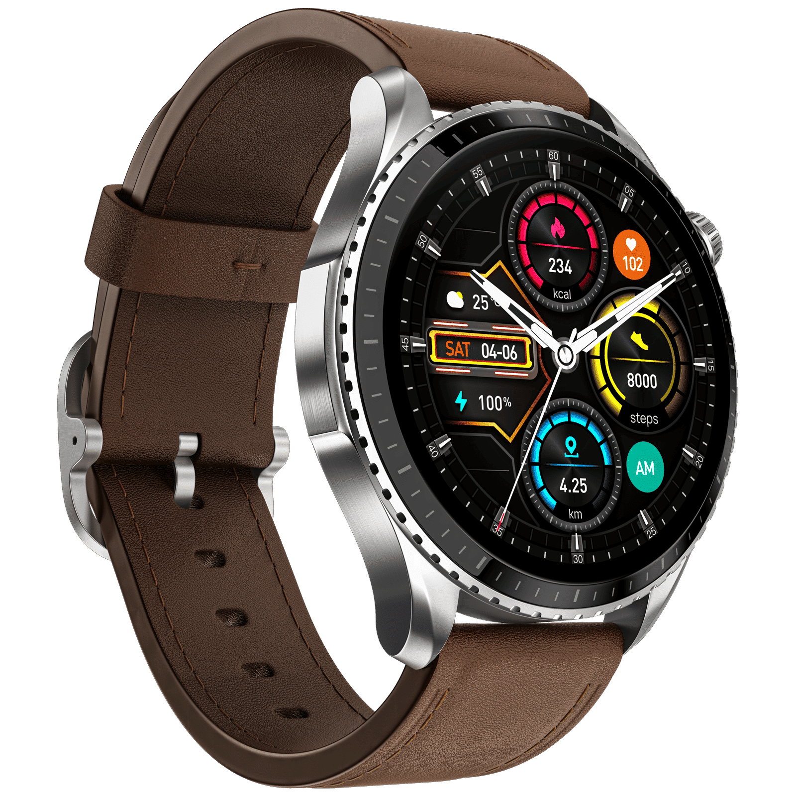 noise Origin Smartwatch with Activity Tracker (37.08mm AMOLED Display, 3ATM Water Resistant, Classic Brown Strap)_6