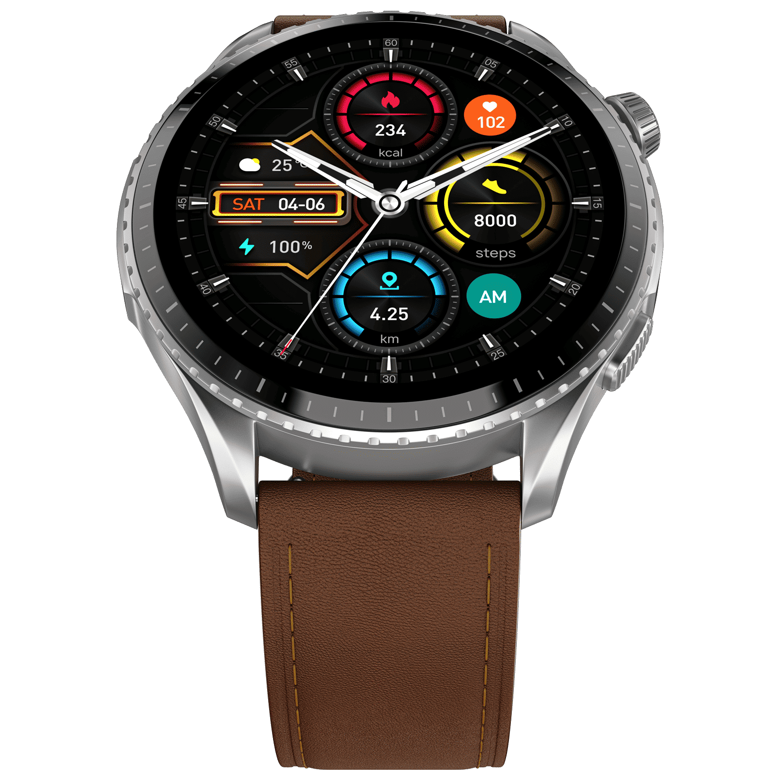 noise Origin Smartwatch with Activity Tracker (37.08mm AMOLED Display, 3ATM Water Resistant, Classic Brown Strap)_7
