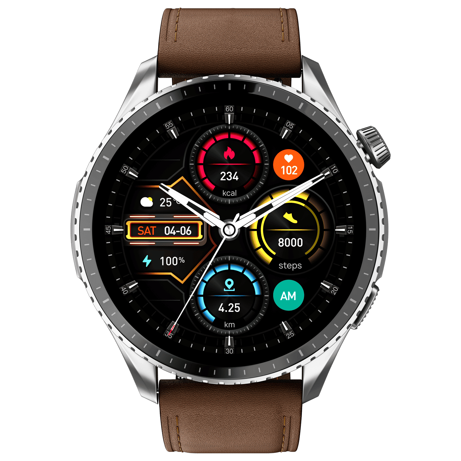 noise Origin Smartwatch with Activity Tracker (37.08mm AMOLED Display, 3ATM Water Resistant, Classic Brown Strap)_1
