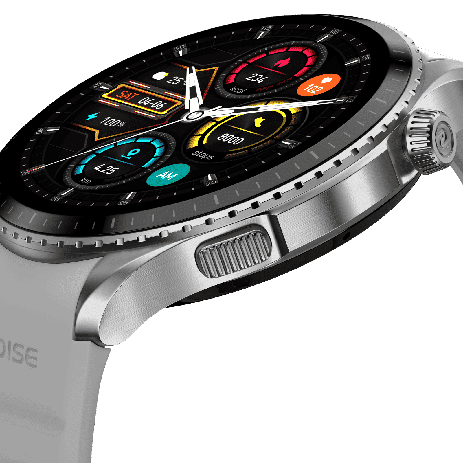 noise NoiseFit Origin Smartwatch with Bluetooth Calling (37.1mm AMOLED Display, 3ATM Water Resistant, Silver Grey Strap)_4