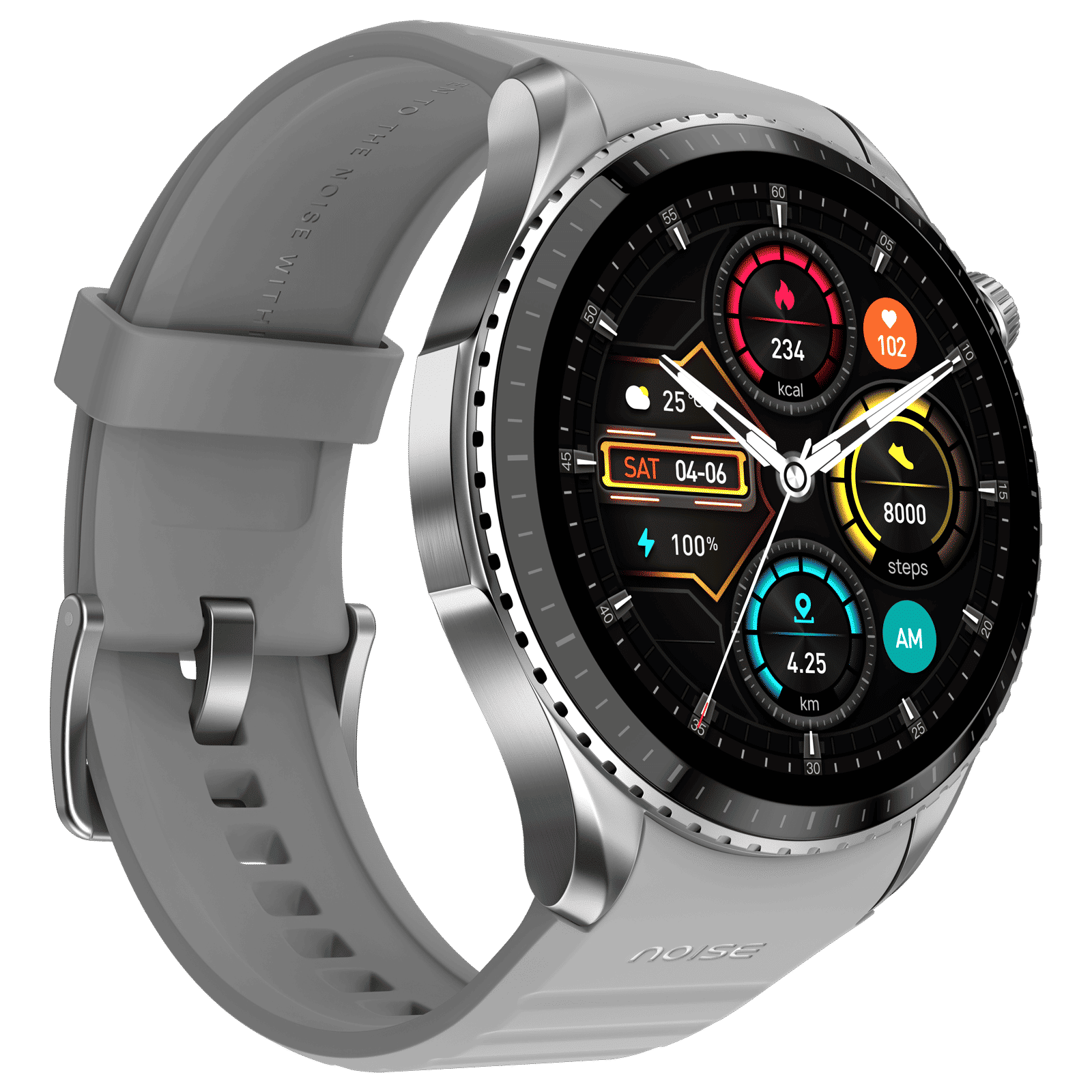 noise NoiseFit Origin Smartwatch with Bluetooth Calling (37.1mm AMOLED Display, 3ATM Water Resistant, Silver Grey Strap)_5