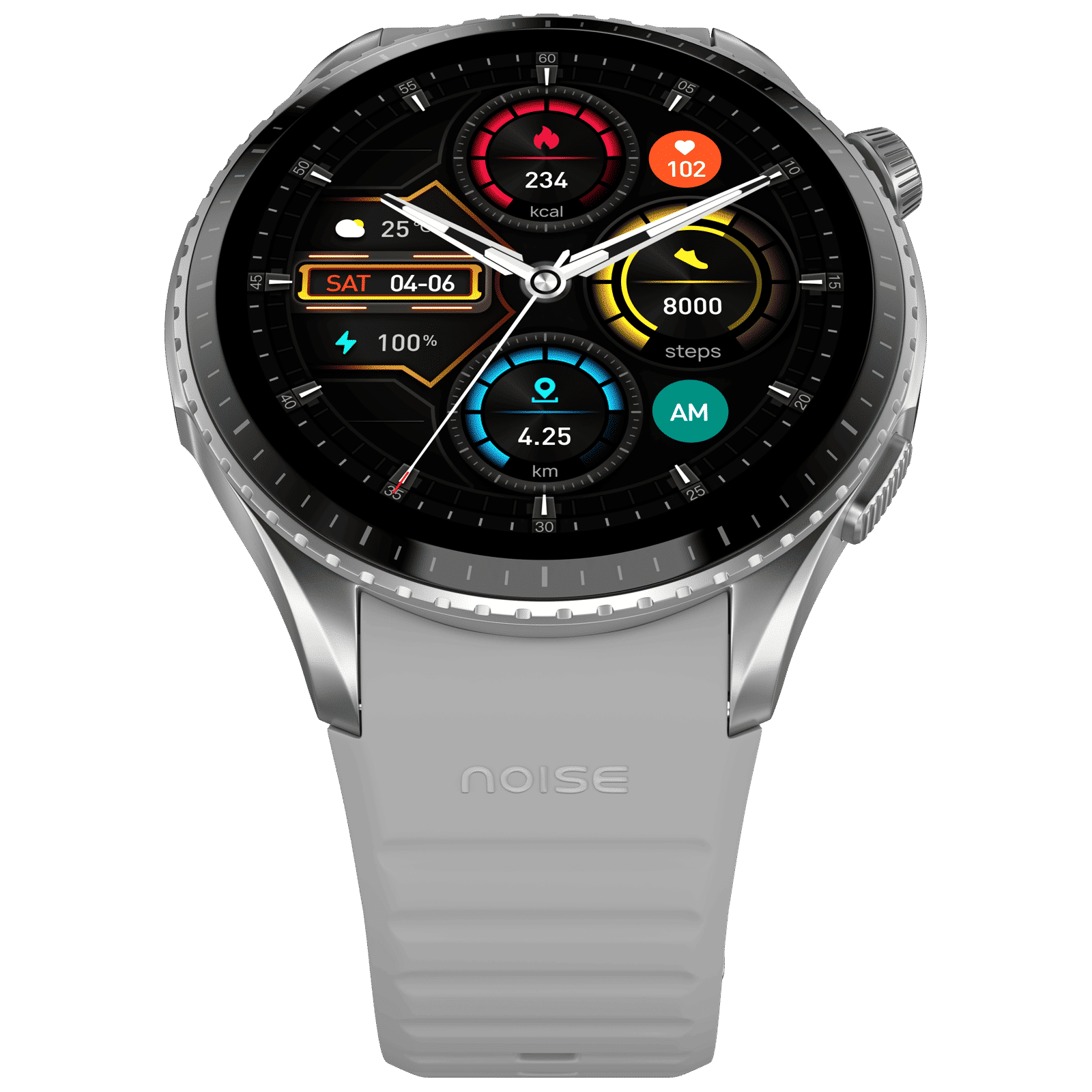noise NoiseFit Origin Smartwatch with Bluetooth Calling (37.1mm AMOLED Display, 3ATM Water Resistant, Silver Grey Strap)_6