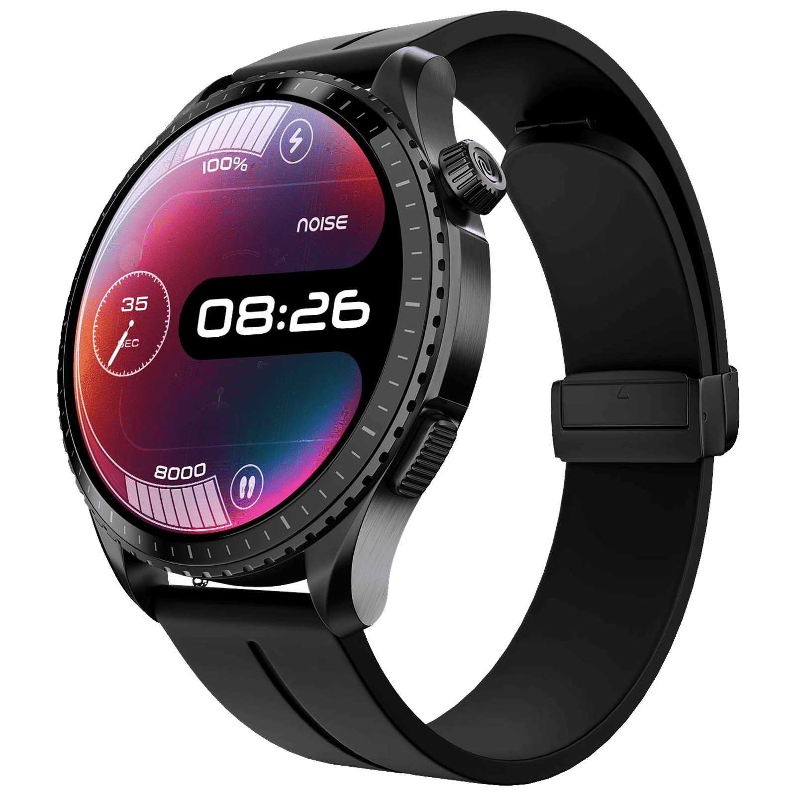 noise NoiseFit Origin Smartwatch with Bluetooth Calling (37.1mm AMOLED Display, 3ATM Water Resistant, Midnight Black Strap)_1