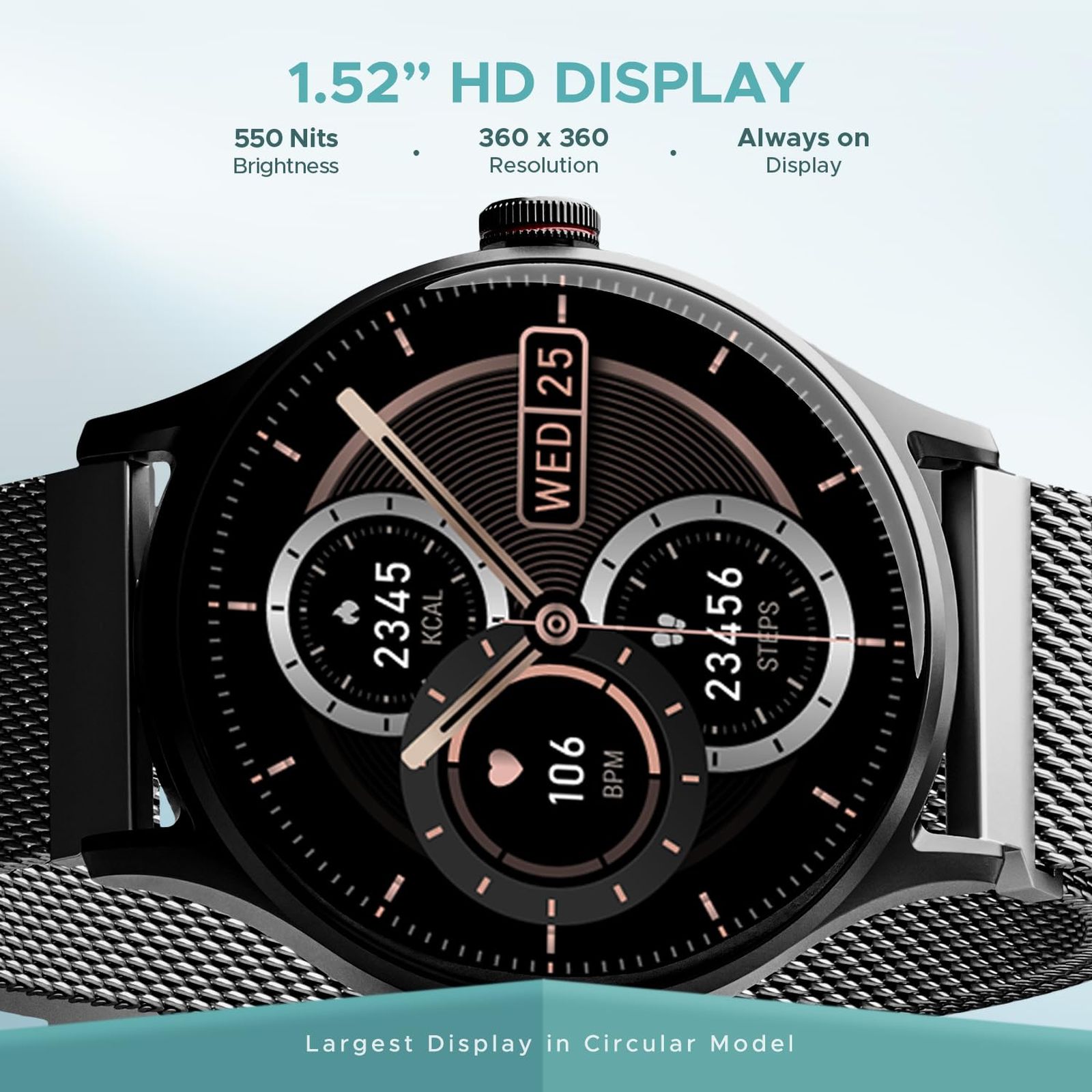 boAt Lunar Vista Smartwatch with Bluetooth Calling (38.60mm HD Display, IP67 Splash Resistant, Metal Silver Strap) boAt Lunar Vista Smartwatch with Bluetooth Calling (38.60mm HD Display, IP67 Splash Resistant, Metal Silver Strap)_4