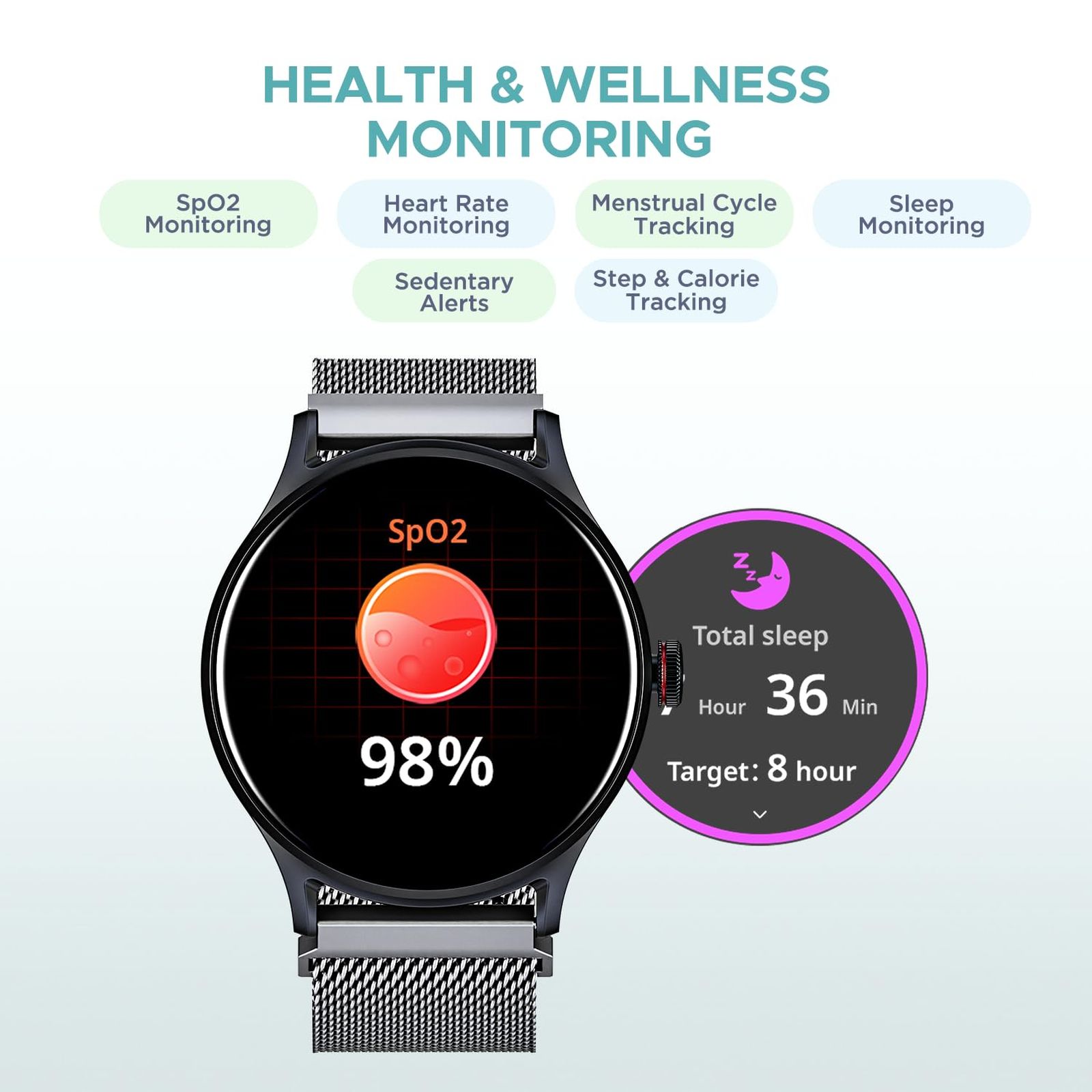 boAt Lunar Vista Smartwatch with Bluetooth Calling (38.60mm HD Display, IP67 Splash Resistant, Metal Silver Strap) boAt Lunar Vista Smartwatch with Bluetooth Calling (38.60mm HD Display, IP67 Splash Resistant, Metal Silver Strap)_7