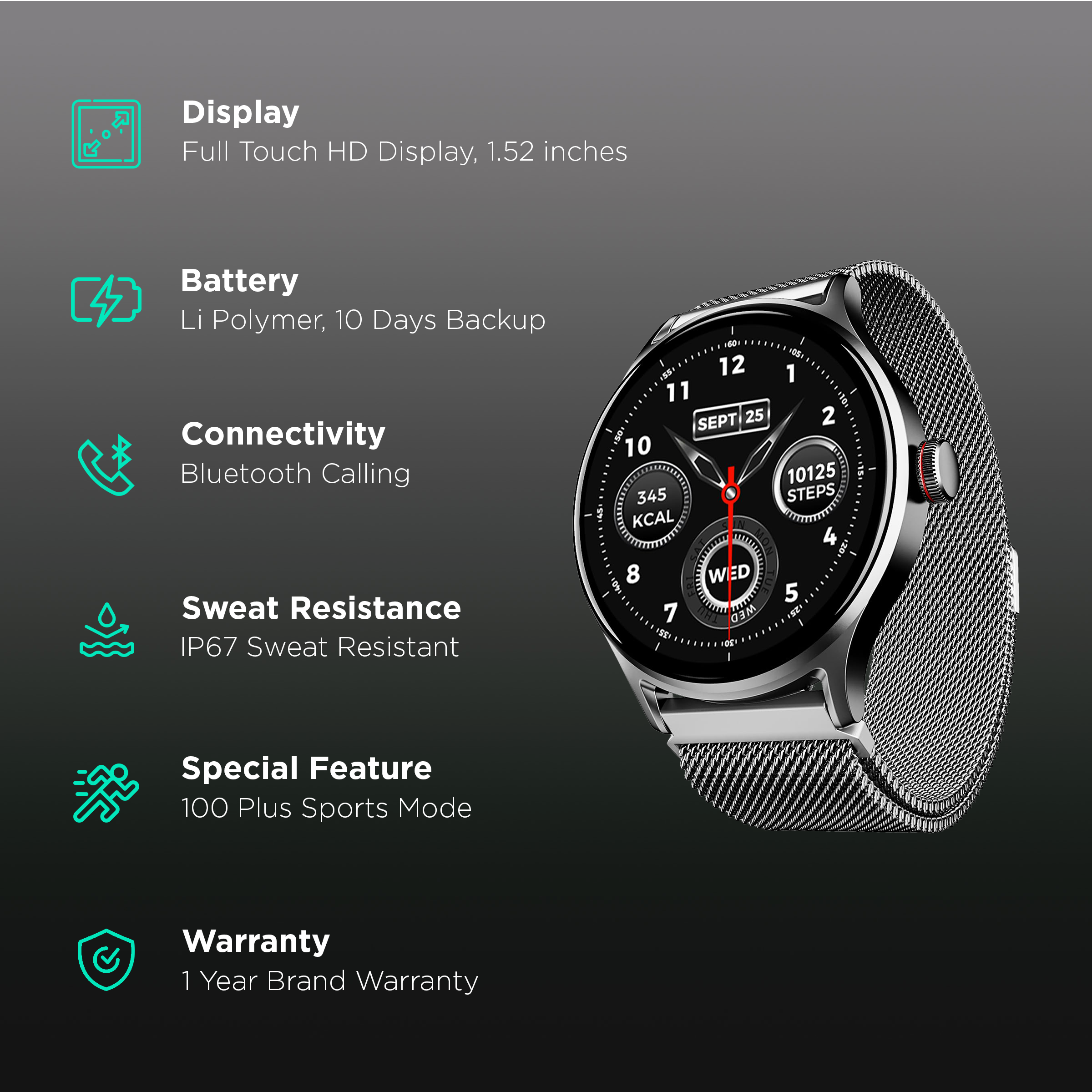 boAt Lunar Vista Smartwatch with Bluetooth Calling (38.60mm HD Display, IP67 Splash Resistant, Metal Silver Strap) boAt Lunar Vista Smartwatch with Bluetooth Calling (38.60mm HD Display, IP67 Splash Resistant, Metal Silver Strap)_2