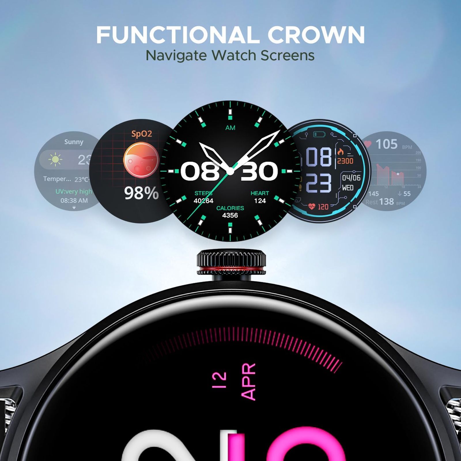 boAt Lunar Vista Smartwatch with Bluetooth Calling (38.60mm HD Display, IP67 Splash Resistant, Metal Silver Strap) boAt Lunar Vista Smartwatch with Bluetooth Calling (38.60mm HD Display, IP67 Splash Resistant, Metal Silver Strap)_3