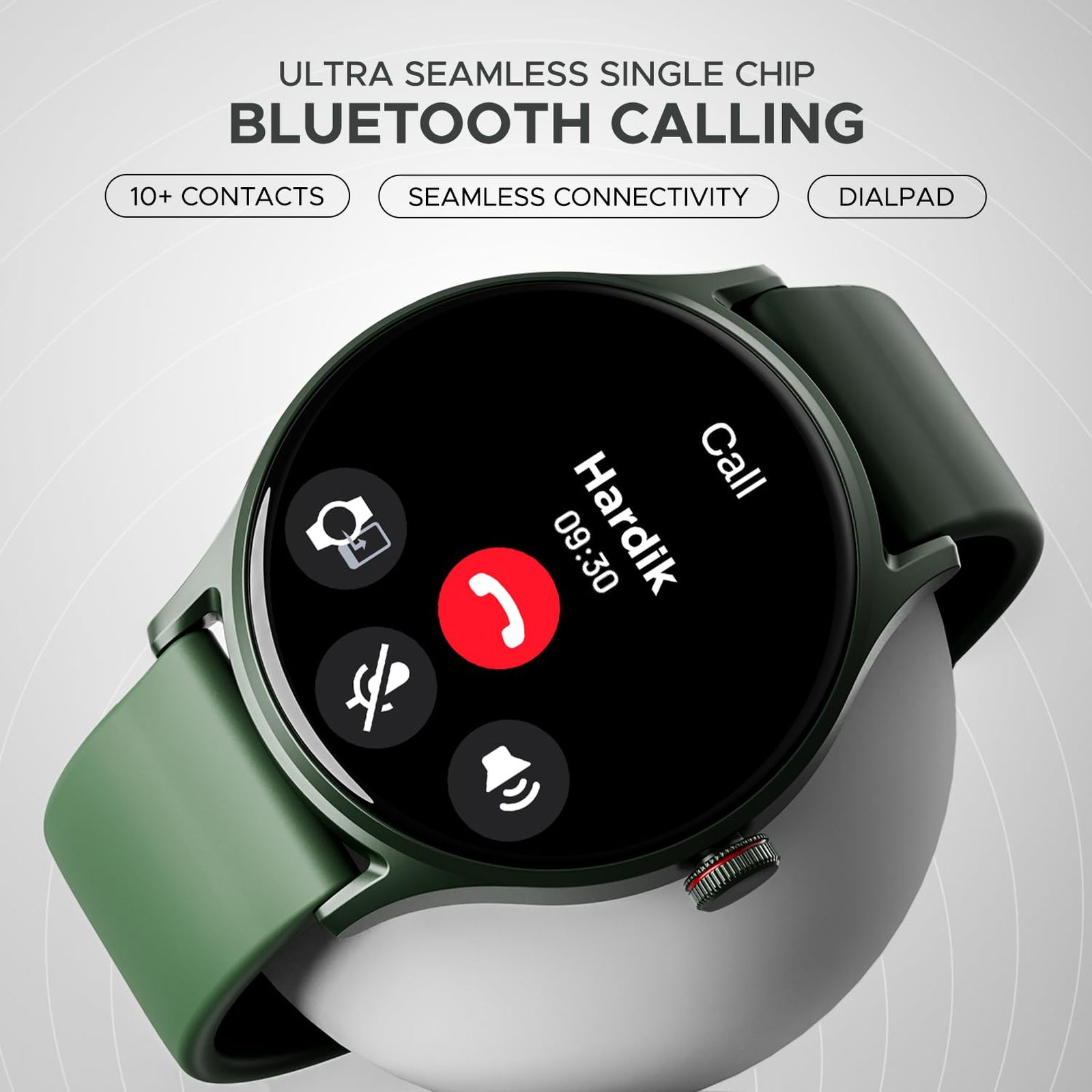 boAt Lunar Vista Smartwatch with Bluetooth Calling (38.60mm HD Display, IP67 Splash Resistant, Olive Green Strap)_5
