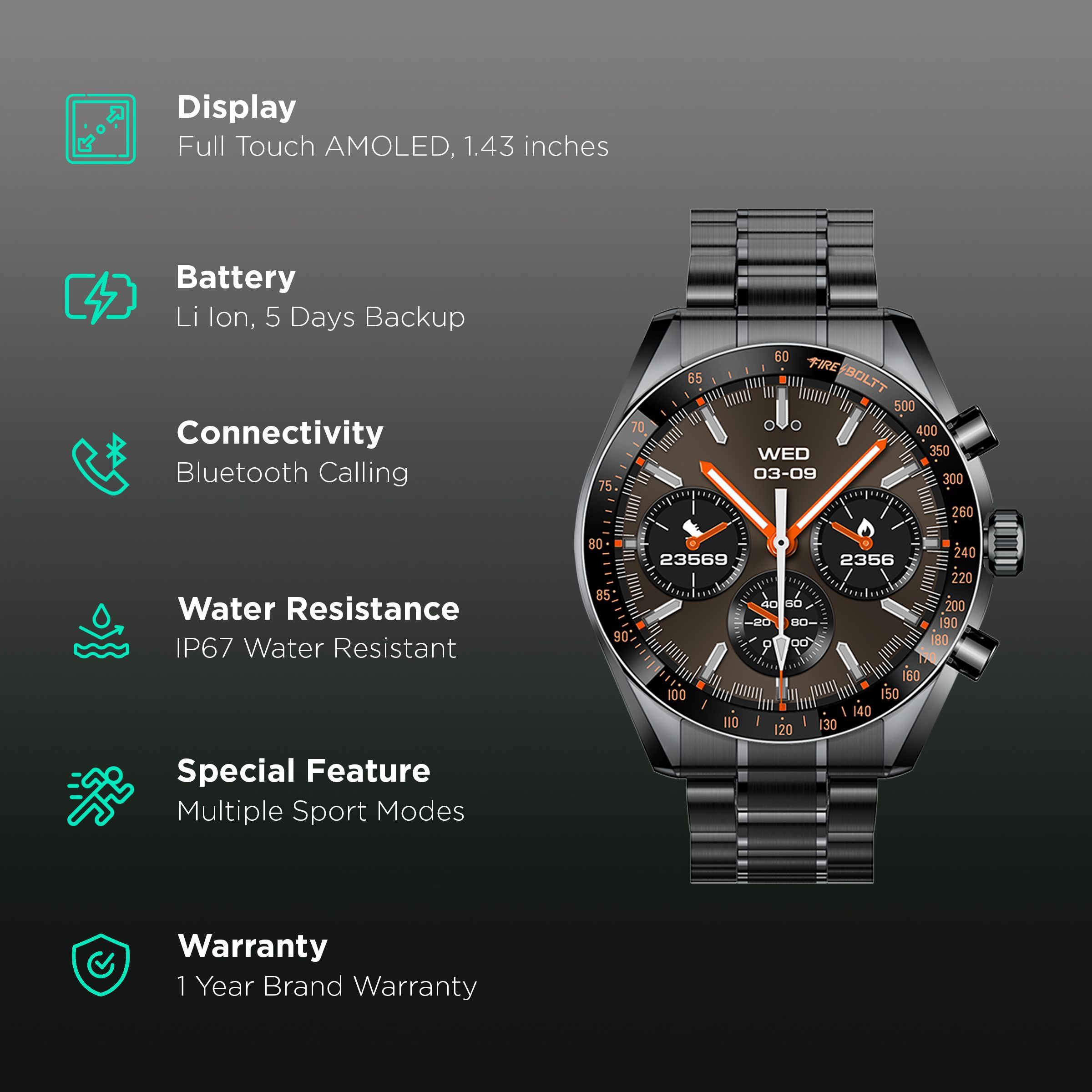 FIRE-BOLTT Moonwatch Smartwatch with Bluetooth Calling (36.3mm AMOLED Display, IP67 Water Resistant, Black Strap)_2