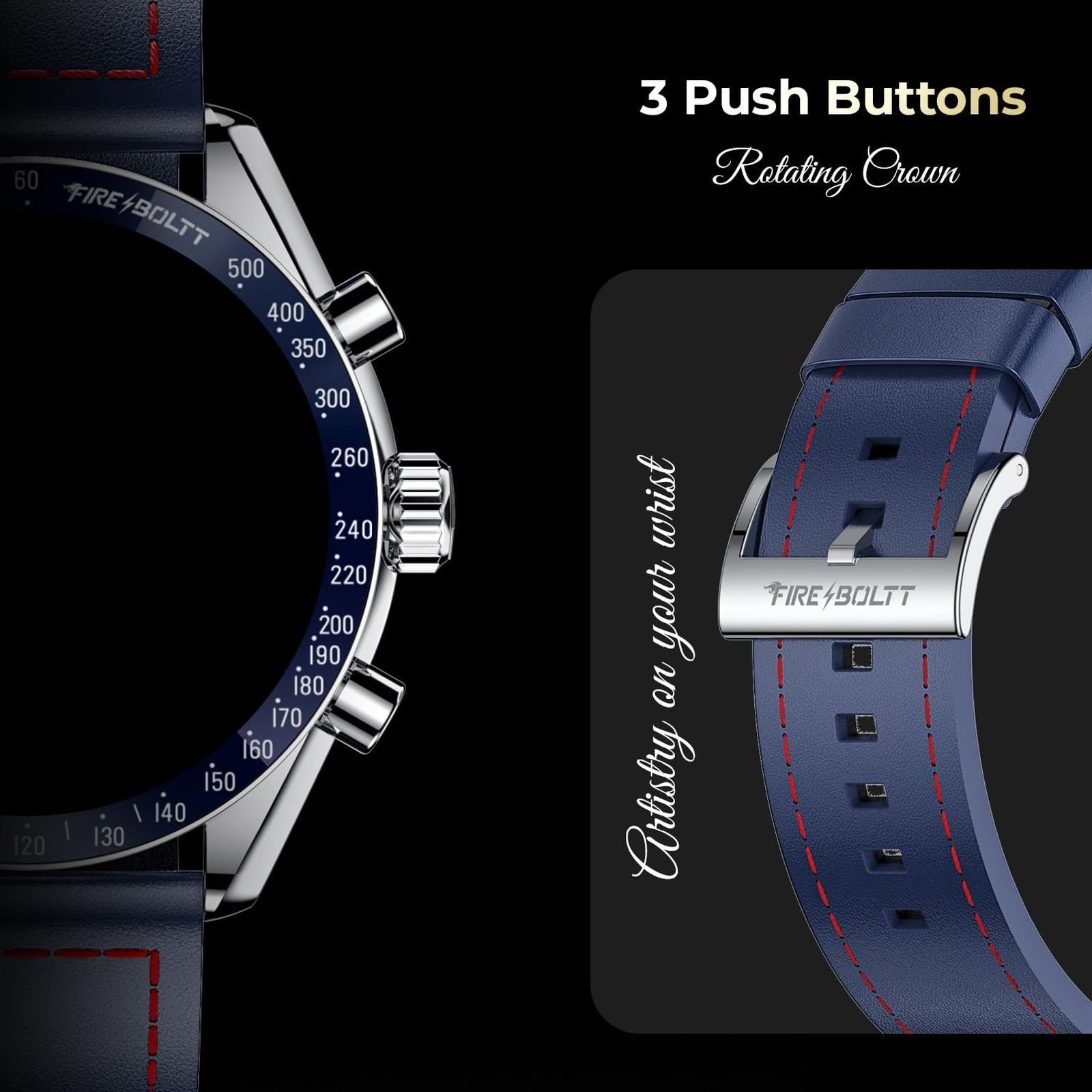 FIRE-BOLTT Moonwatch Smartwatch with Bluetooth Calling (36.3mm AMOLED Display, IP67 Water Resistant, Blue Strap)_3