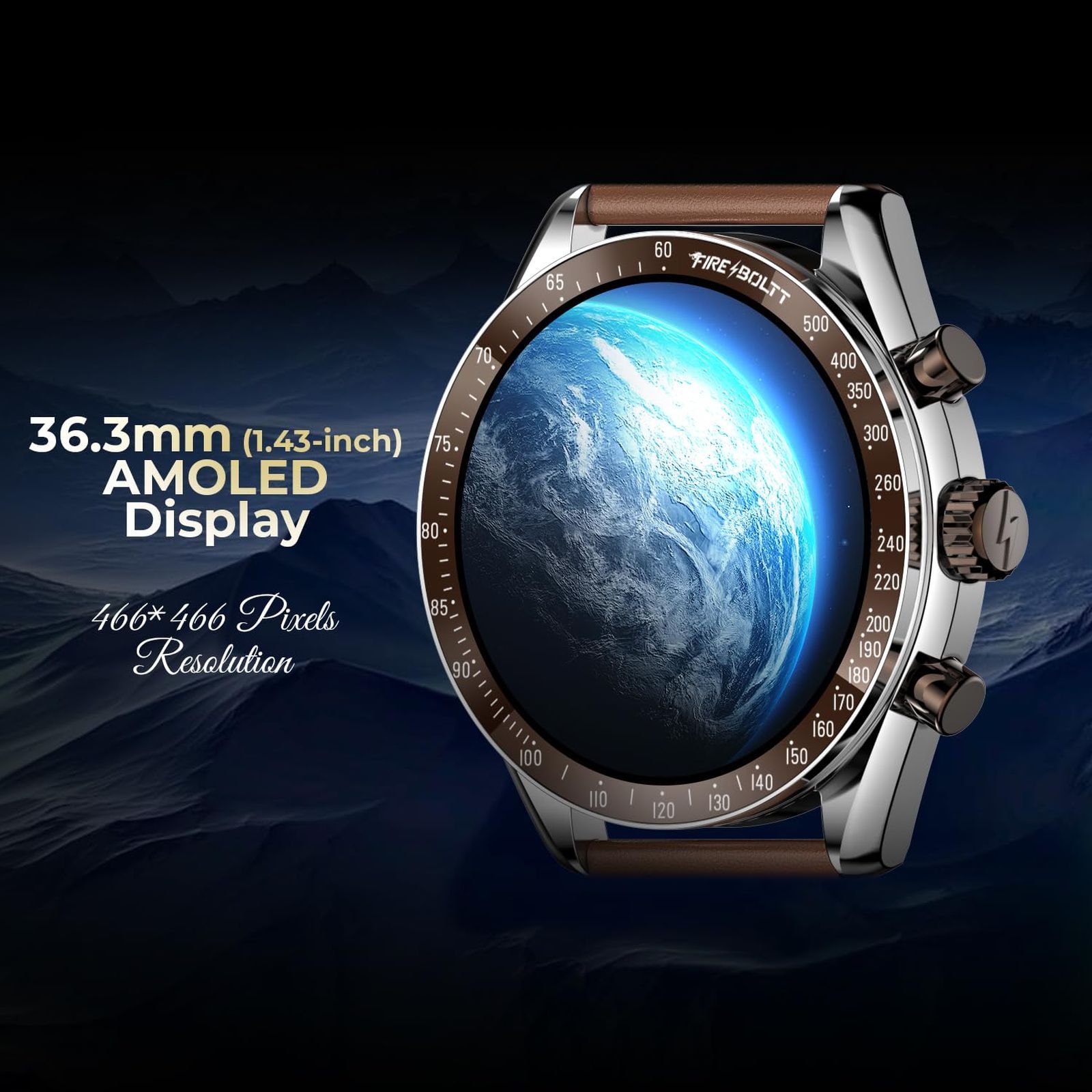 FIRE-BOLTT Moonwatch Smartwatch with Bluetooth Calling (36.3mm AMOLED Display, IP67 Water Resistant, Brown Strap)_4