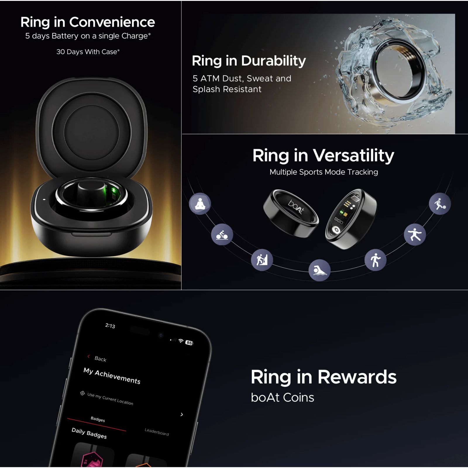 boAt Active Smart Ring with Activity Tracker (Size 8, Water Resistant, Midnight Black)_10