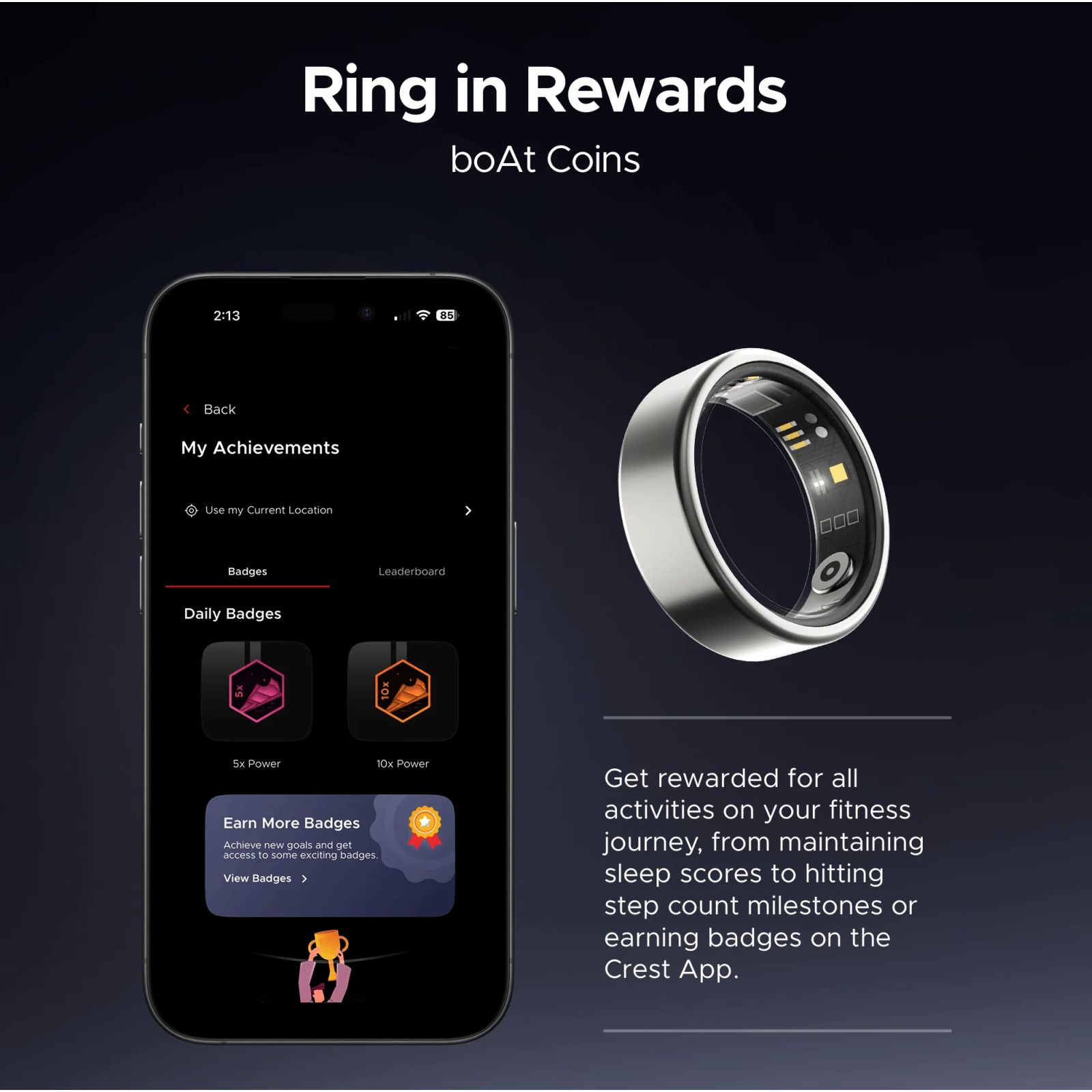 boAt Active Smart Ring with Activity Tracker (Size 12, Water Resistant, Radiant Silver)_5