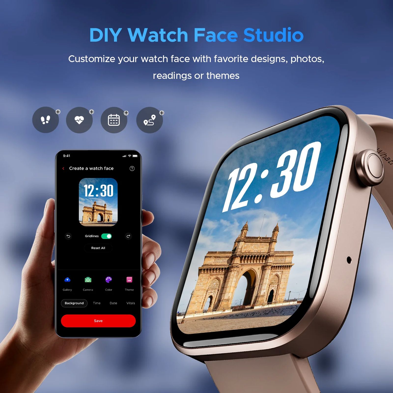 boAt Wave Astra 3 Smartwatch with Bluetooth Calling (46.4mm HD Display, IP67 Water Resistant, Cherry Blossom Strap)_5