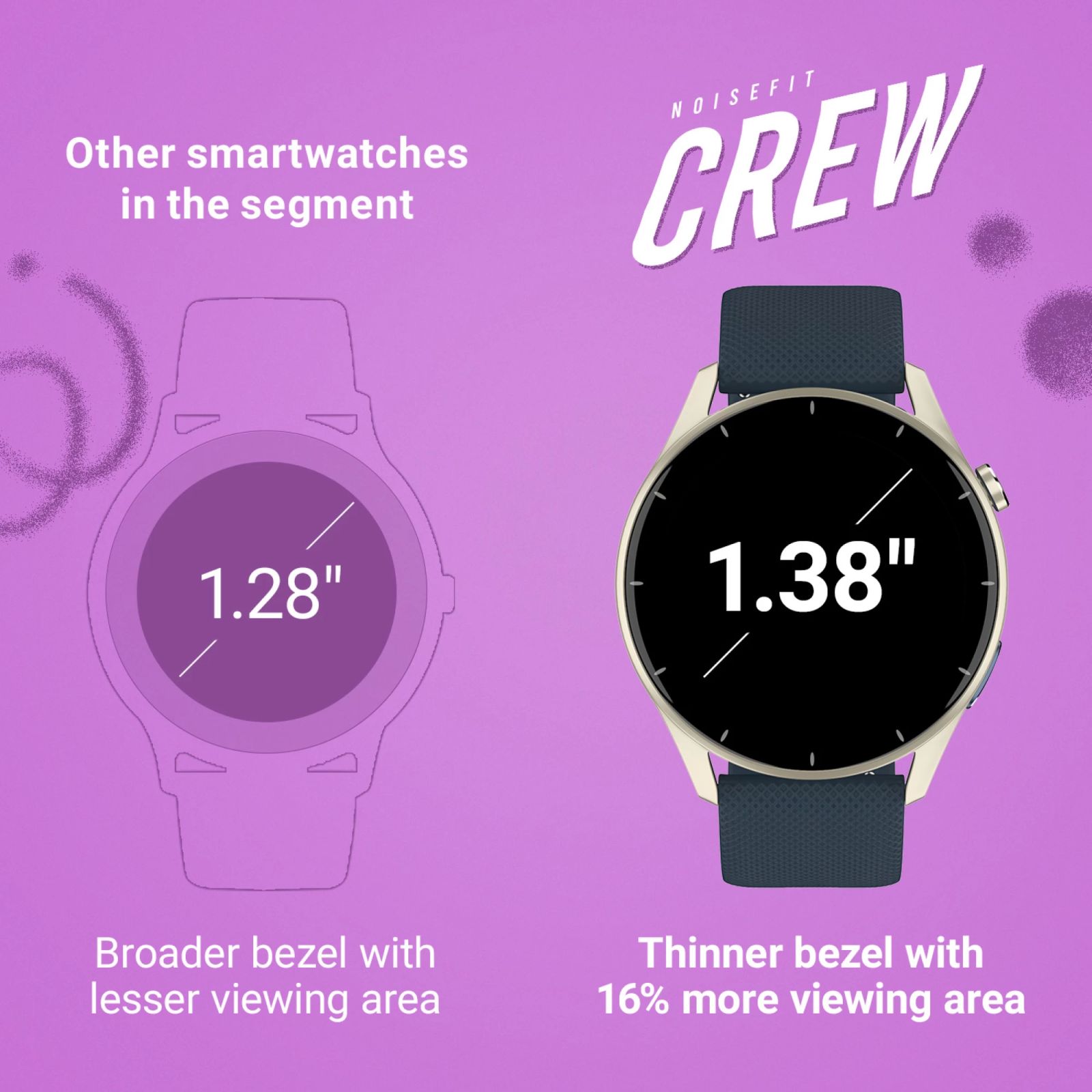 noise Fit Crew Smartwatch with Bluetooth Calling (35.05mm TFT Display, IP68 Water Resistant, Midnight Blue Strap)_6