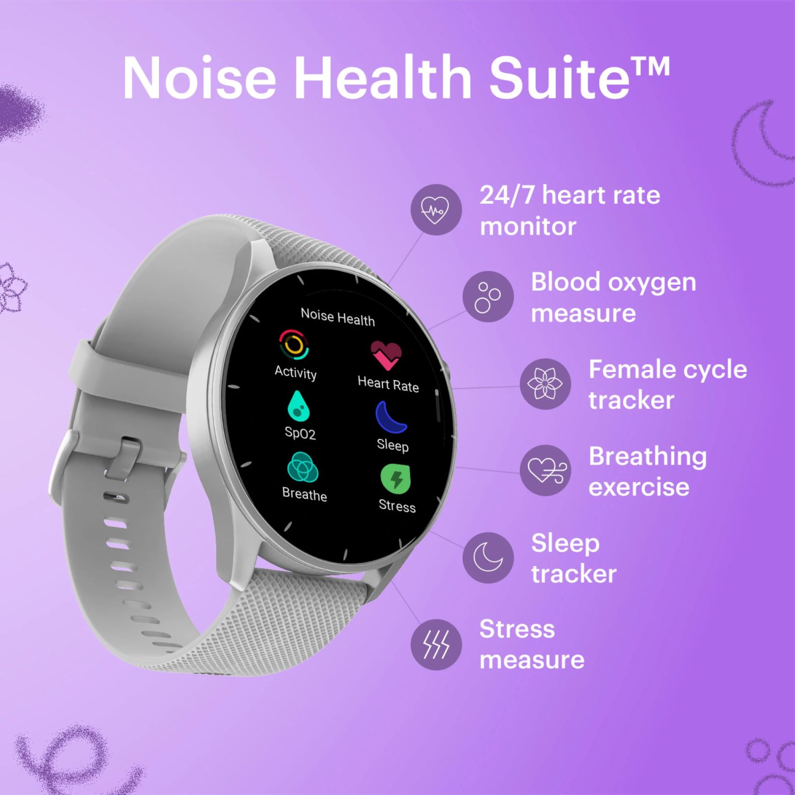 noise Fit Crew Smartwatch with Bluetooth Calling (35.05mm TFT Display, IP68 Water Resistant, Silver Grey Strap)_7