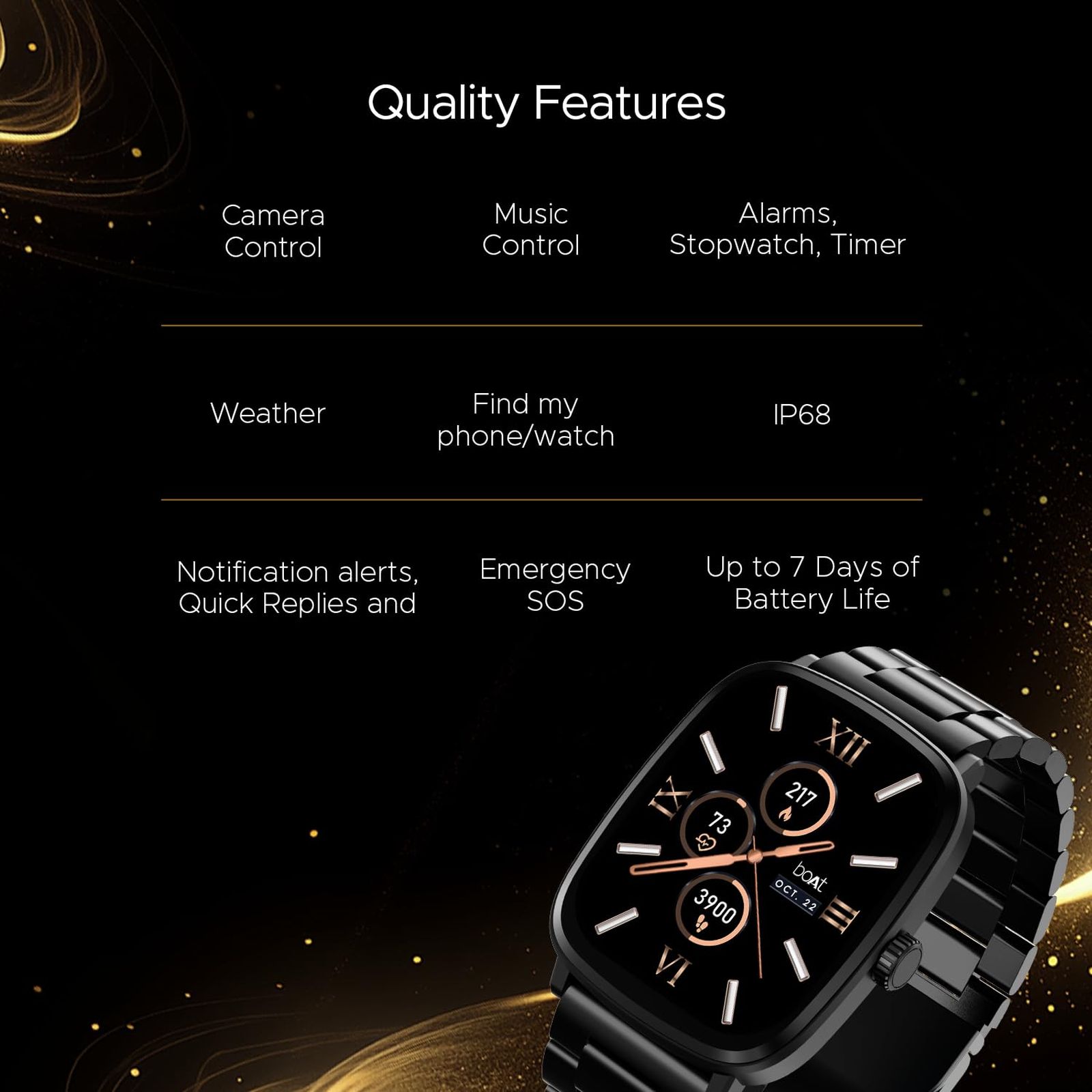 boAt Ultima Regal Smartwatch with Bluetooth Calling (51mm AMOLED Display, IP68 Water Resistant, Steel Black Strap) boAt Ultima Regal Smartwatch with Bluetooth Calling (51mm AMOLED Display, IP68 Water Resistant, Steel Black Strap)_7