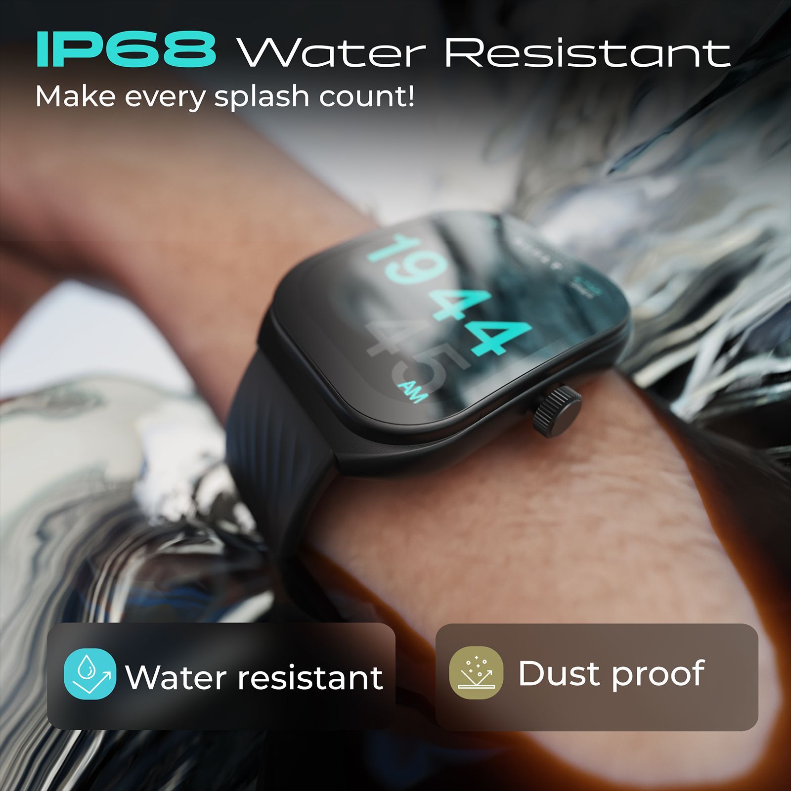 GOBOULT Kliff Smartwatch with Bluetooth Calling (51.05mm HD Display, IP68 Water Resistant, Raven Black Strap)_13