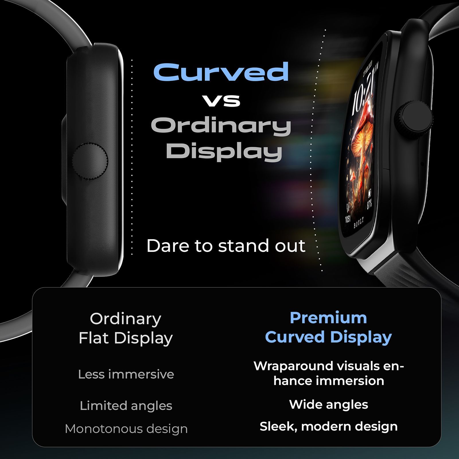 GOBOULT Kliff Smartwatch with Bluetooth Calling (51.05mm HD Display, IP68 Water Resistant, Raven Black Strap)_16