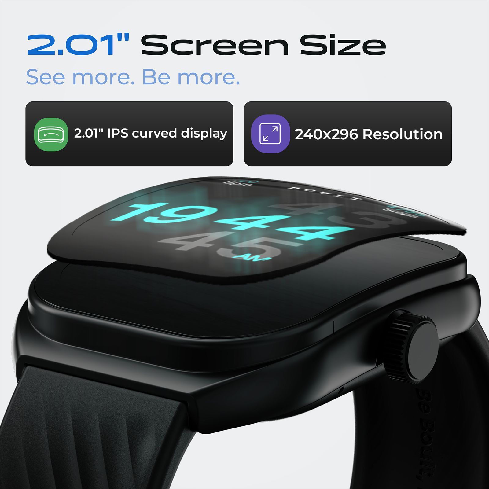 GOBOULT Kliff Smartwatch with Bluetooth Calling (51.05mm HD Display, IP68 Water Resistant, Raven Black Strap)_4