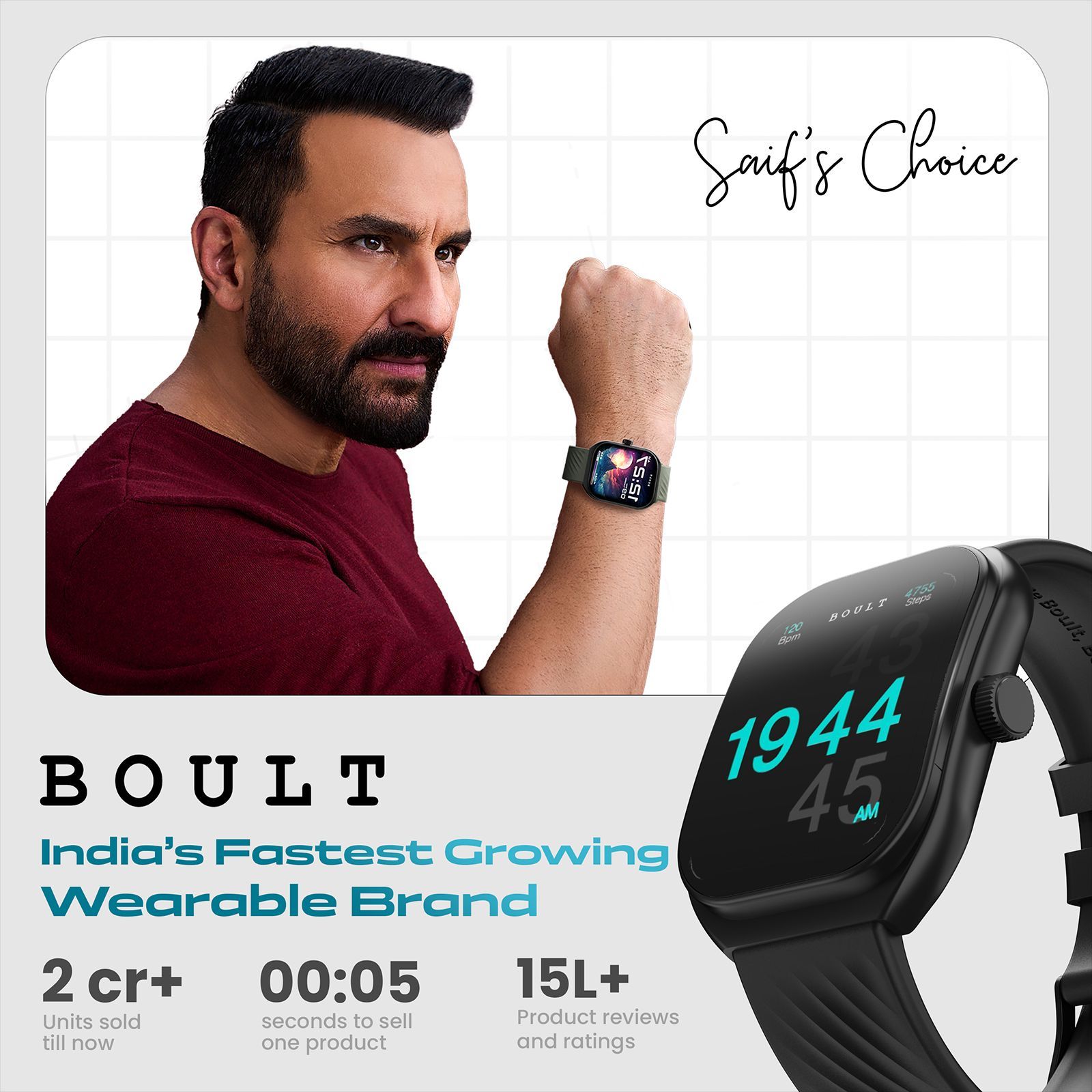 GOBOULT Kliff Smartwatch with Bluetooth Calling (51.05mm HD Display, IP68 Water Resistant, Raven Black Strap)_6