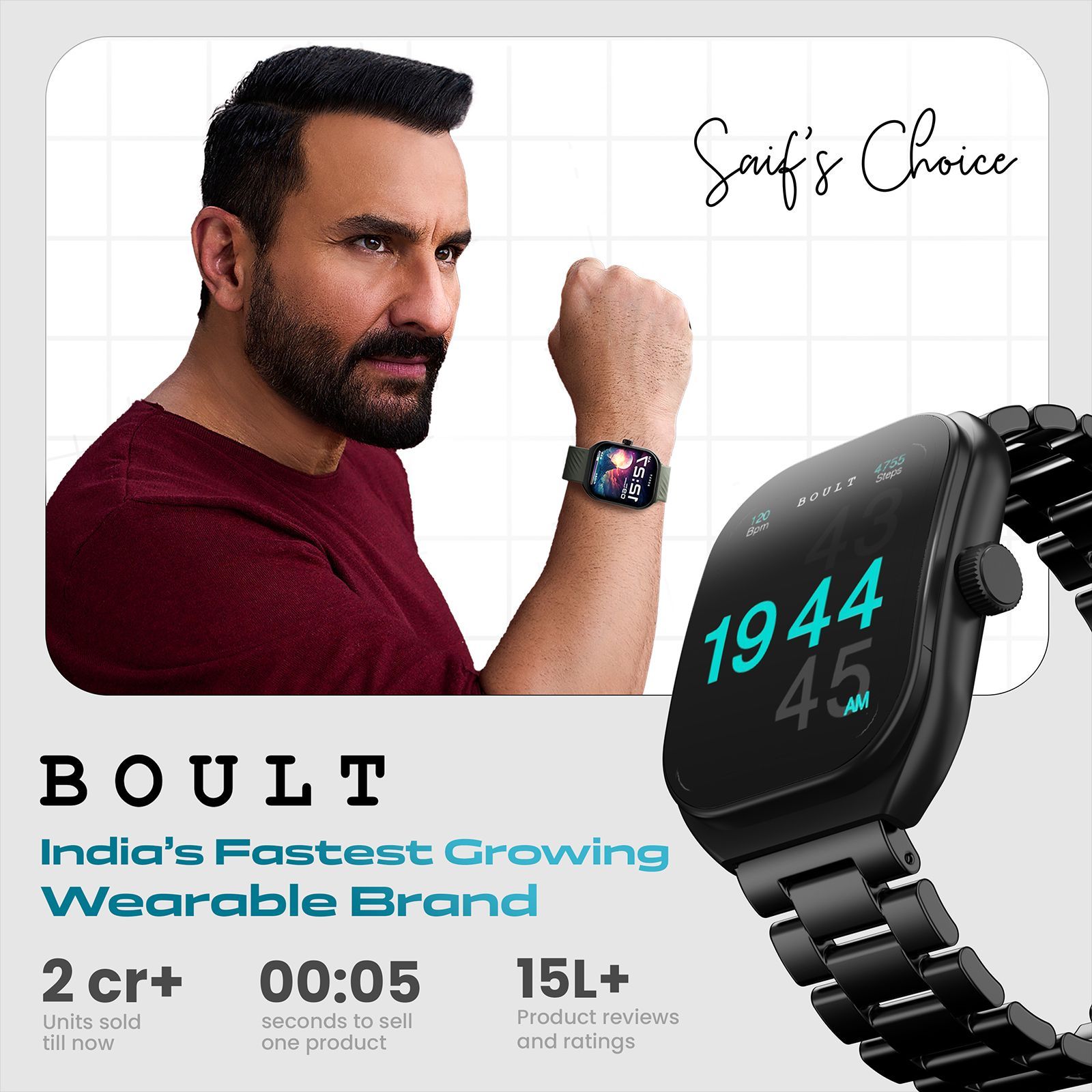 GOBOULT Kliff Bluetooth Calling Android OS Smartwatch (51.05mm HD Display, Drink Water Reminder, Black Metal Strap)_12