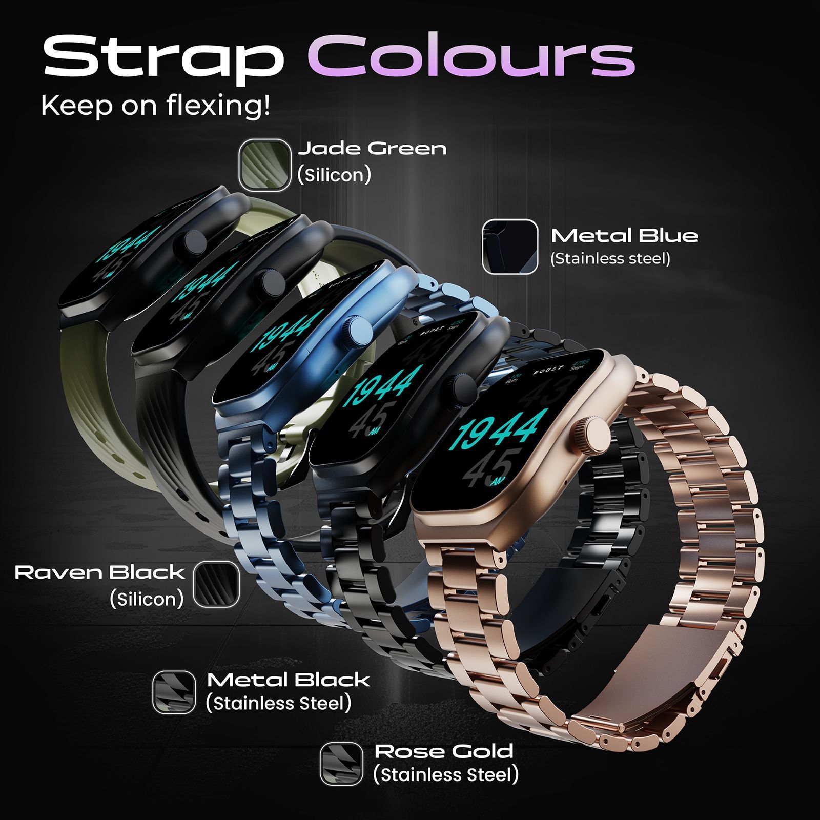 GOBOULT Kliff Bluetooth Calling Android OS Smartwatch (51.05mm HD Display, Drink Water Reminder, Black Metal Strap)_14