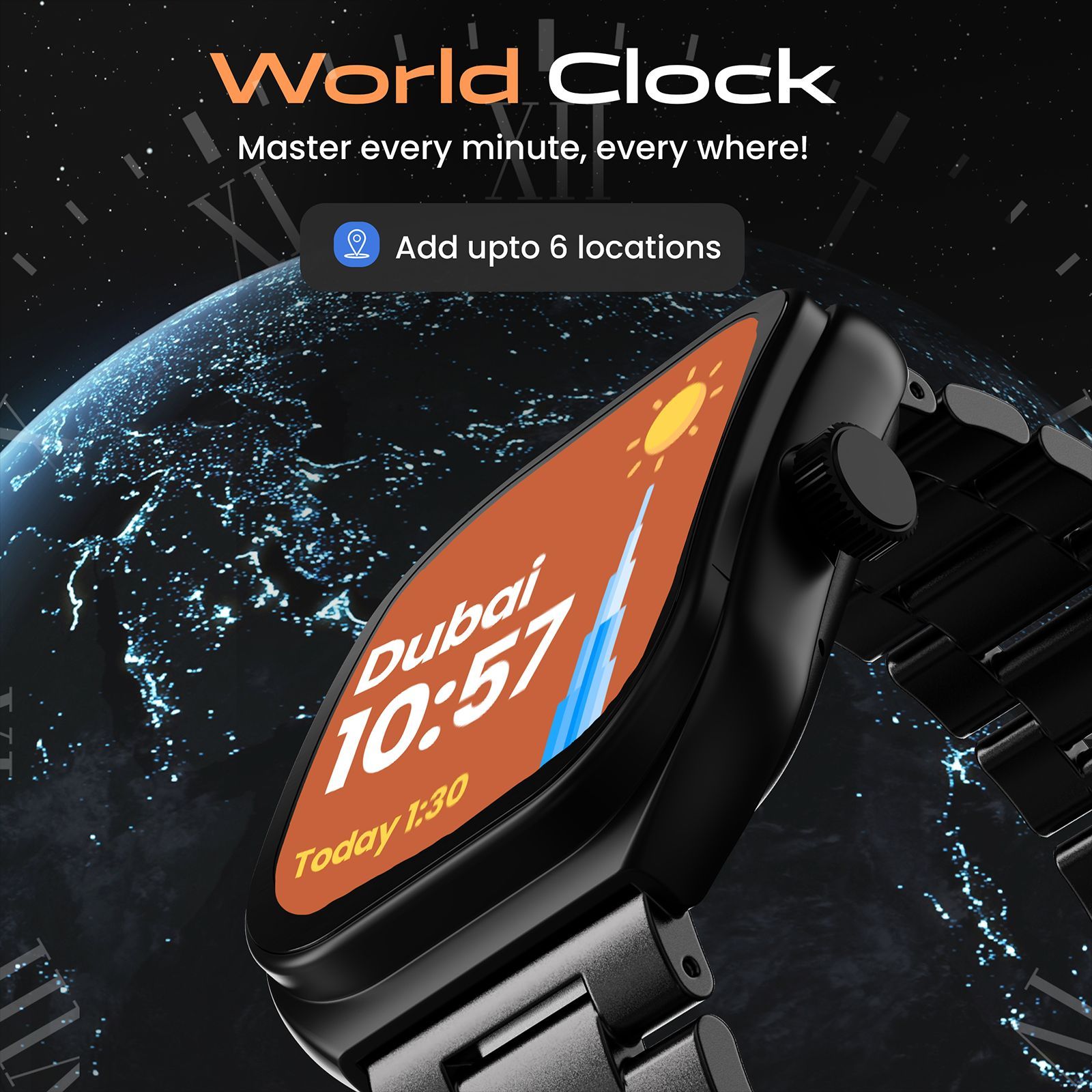 GOBOULT Kliff Bluetooth Calling Android OS Smartwatch (51.05mm HD Display, Drink Water Reminder, Black Metal Strap)_4