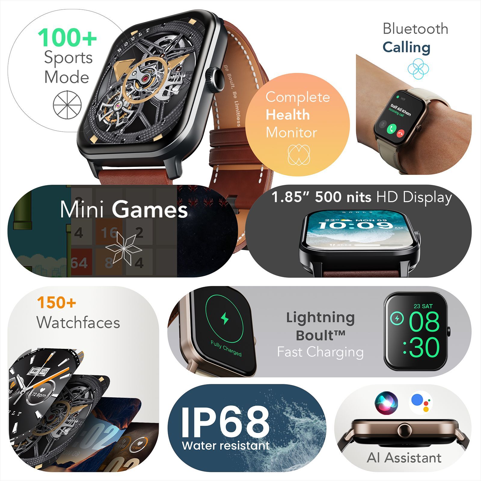 GOBOULT Dive Plus Bluetooth Calling Android OS Smartwatch (46.9mm HD Display, Multiple Watch Faces, Jet Black Strap)_11