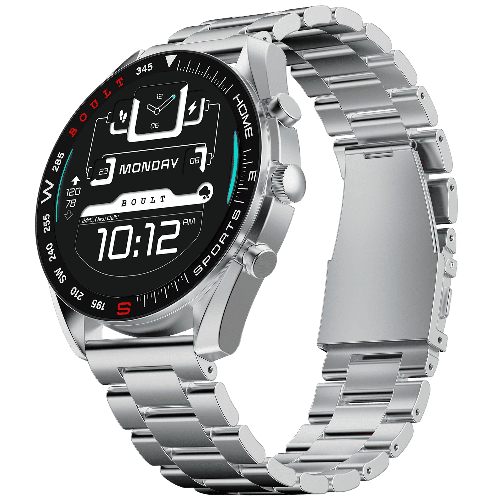 GOBOULT Radian Smartwatch with Bluetooth Calling (35.3mm HD Display, IP67 Water Resistant, Inox Steel Strap)_1